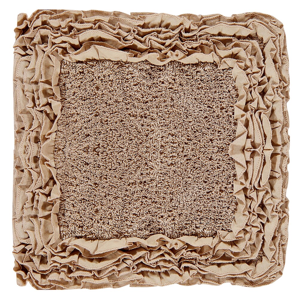 Beige Shaggy Border 100% Cotton 20" x 60" Bath Rug