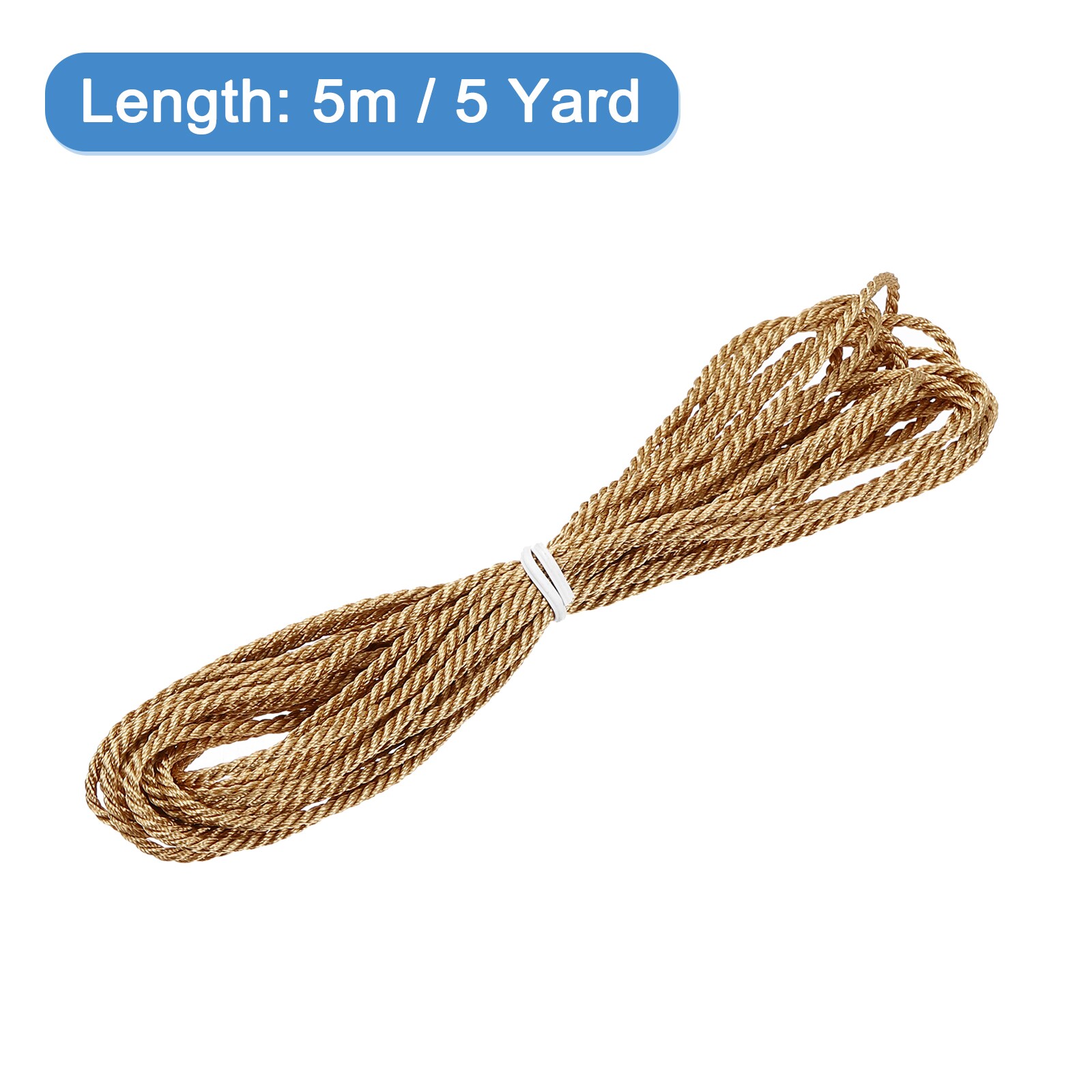 Unique Bargains Twisted Cord Trim 5 Yard 2mm 3-Ply Twine Braided Rope ...