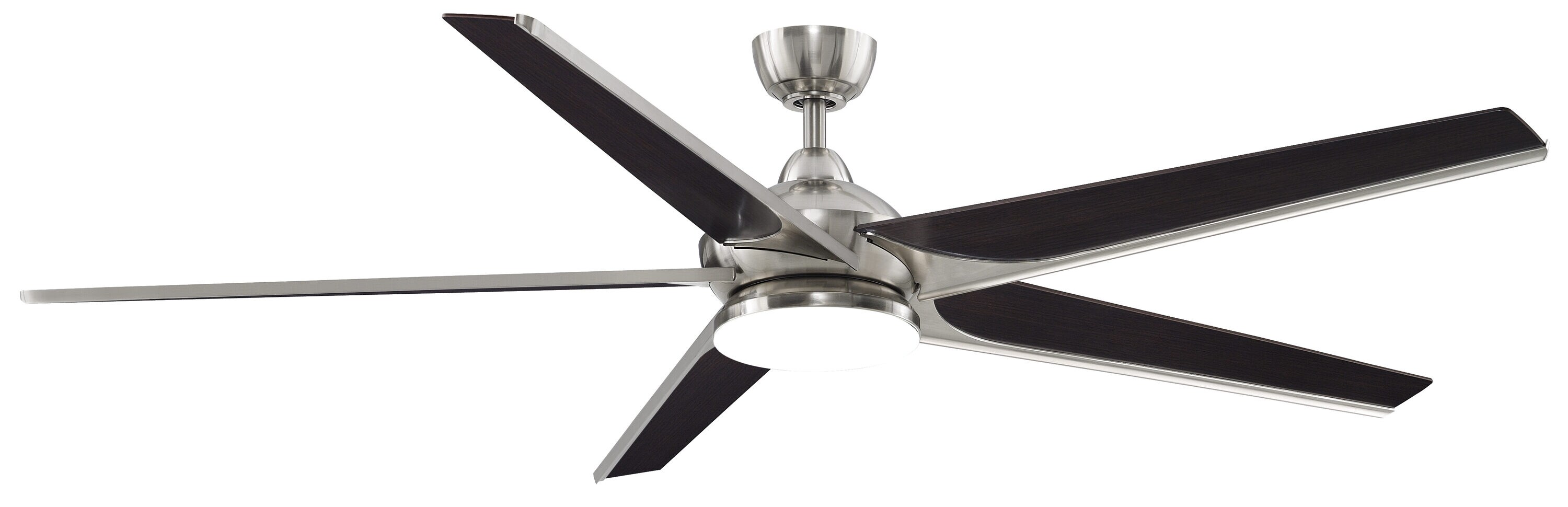 Fanimation FPD6236BBN Subtle 72-in Brushed Nickel Integrated LED Indoor/Outdoor Ceiling Fan with Light and Remote (5-Blade)