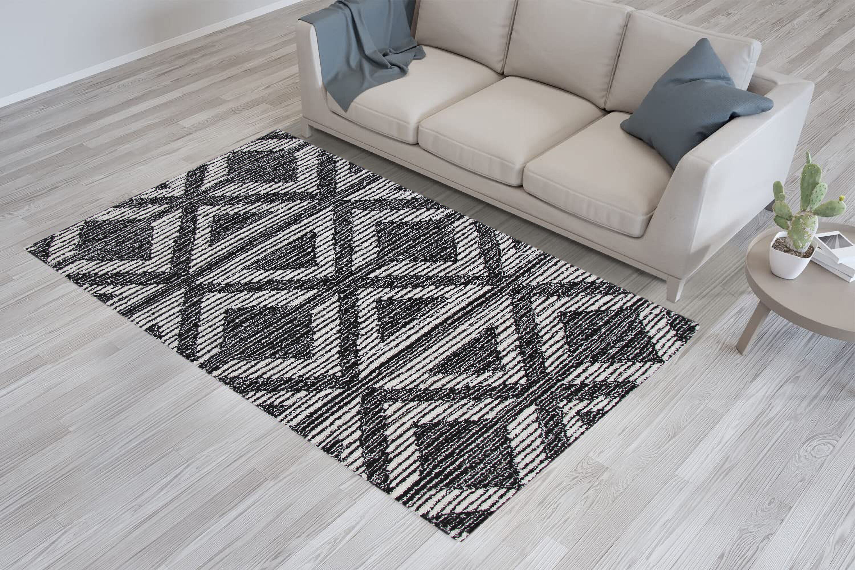 Home Decorators Collection Black and Ivory Geometric Diamond