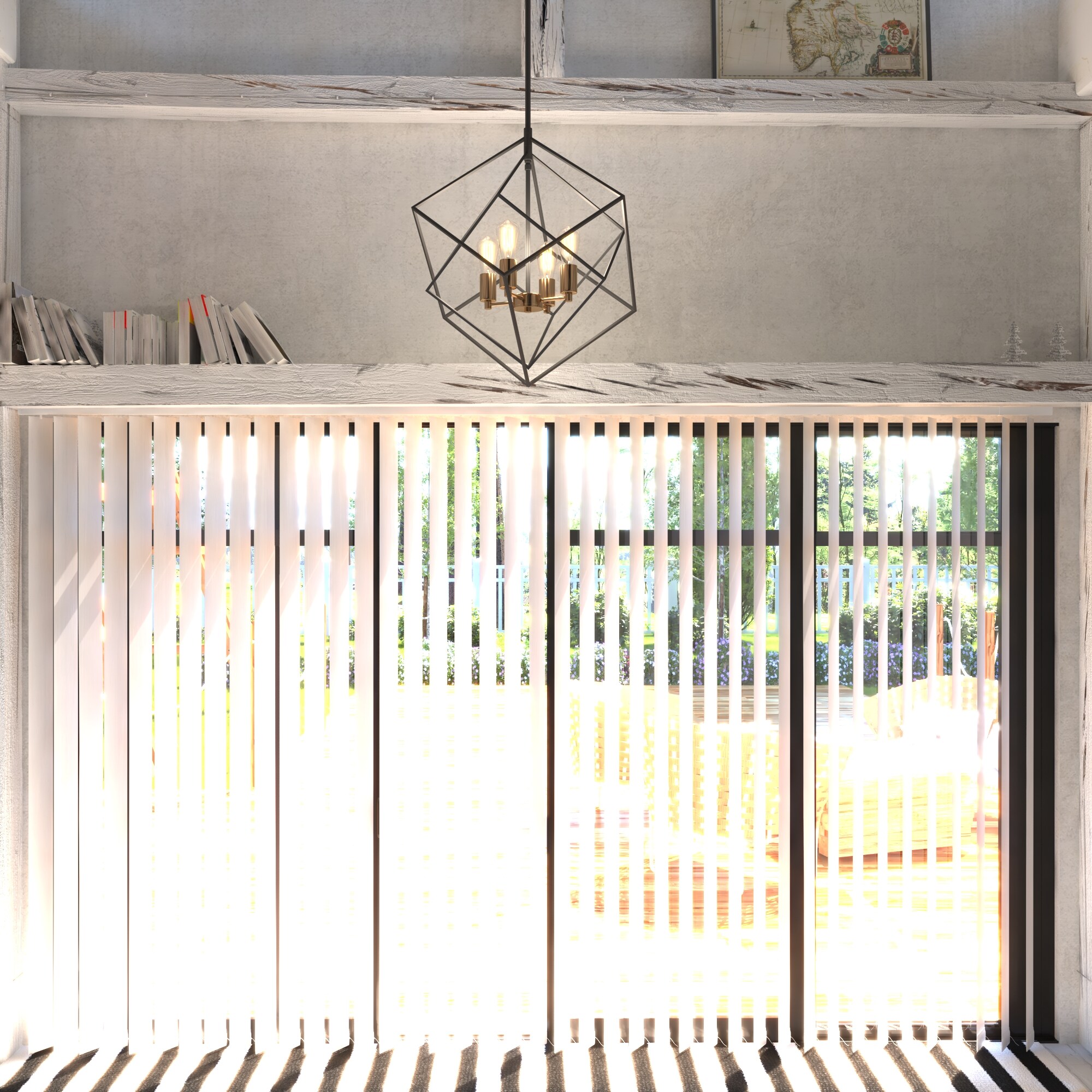 Rad 4-Light Geometric Black and Brass Chandelier