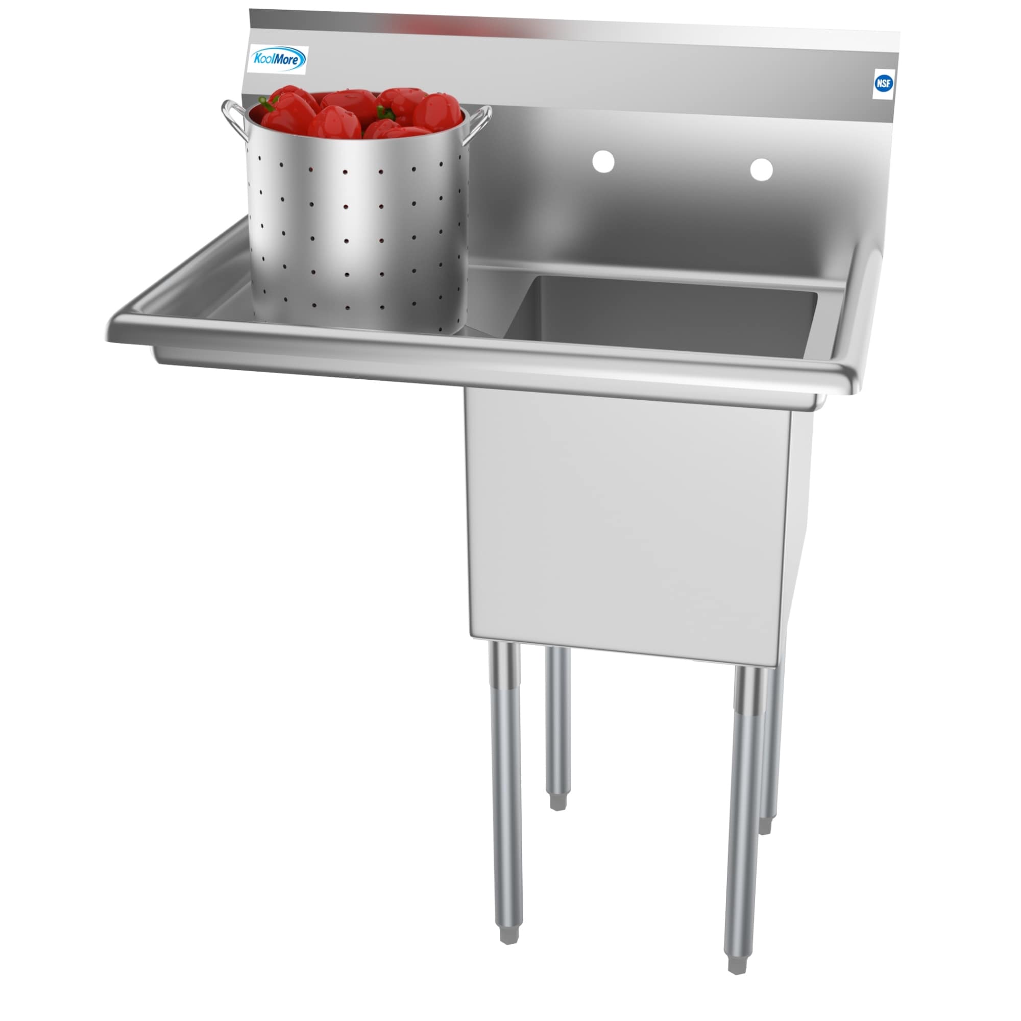 KoolMore S1C33-15L 21-in x 33-in 1 -Basin Stainless Steel Freestanding Utility tub with Drain
