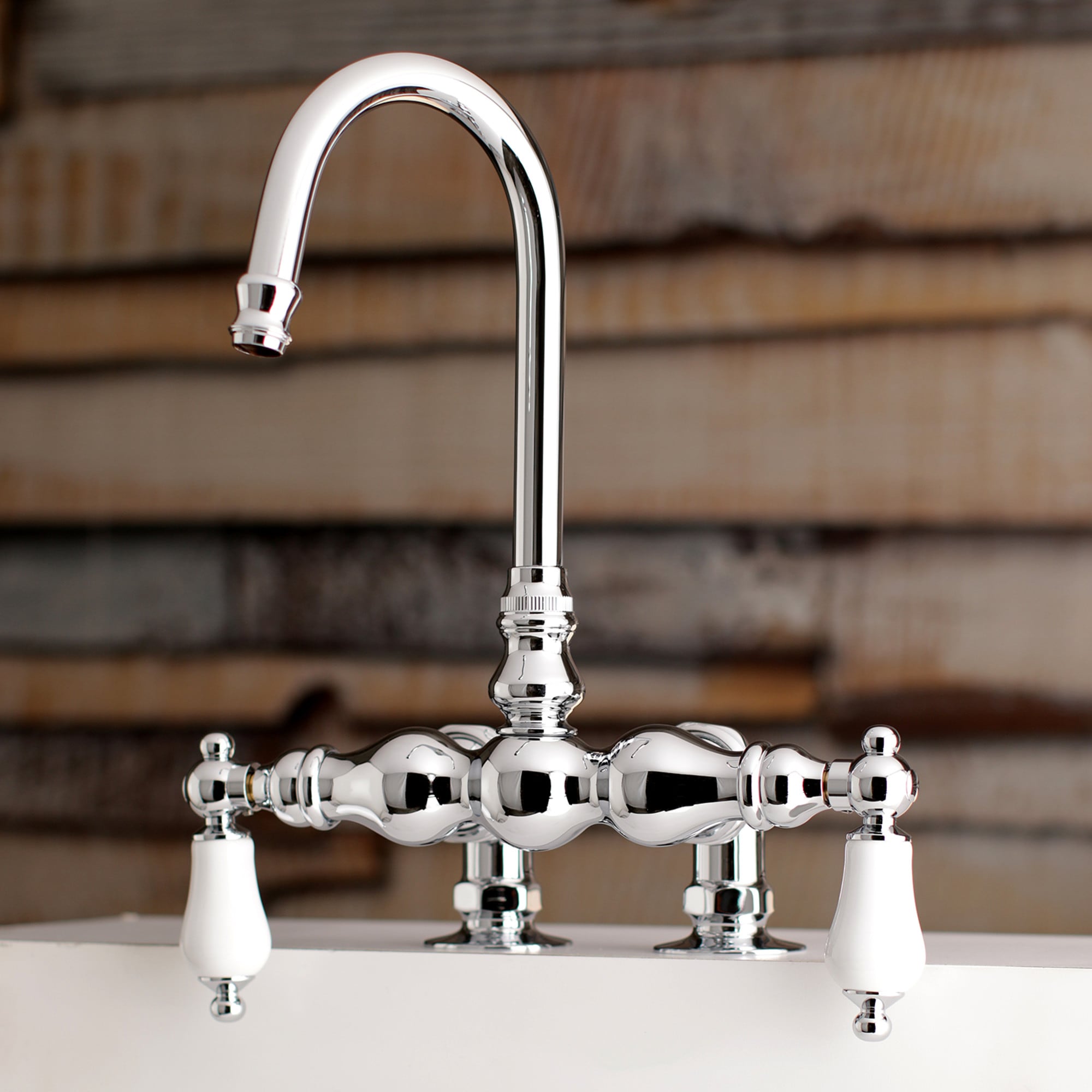Kingston Brass WLAE94T1 Vintage Polished chrome 2-handle Deck-mount Roman High-arc Bathtub Faucet ( Valve Included )