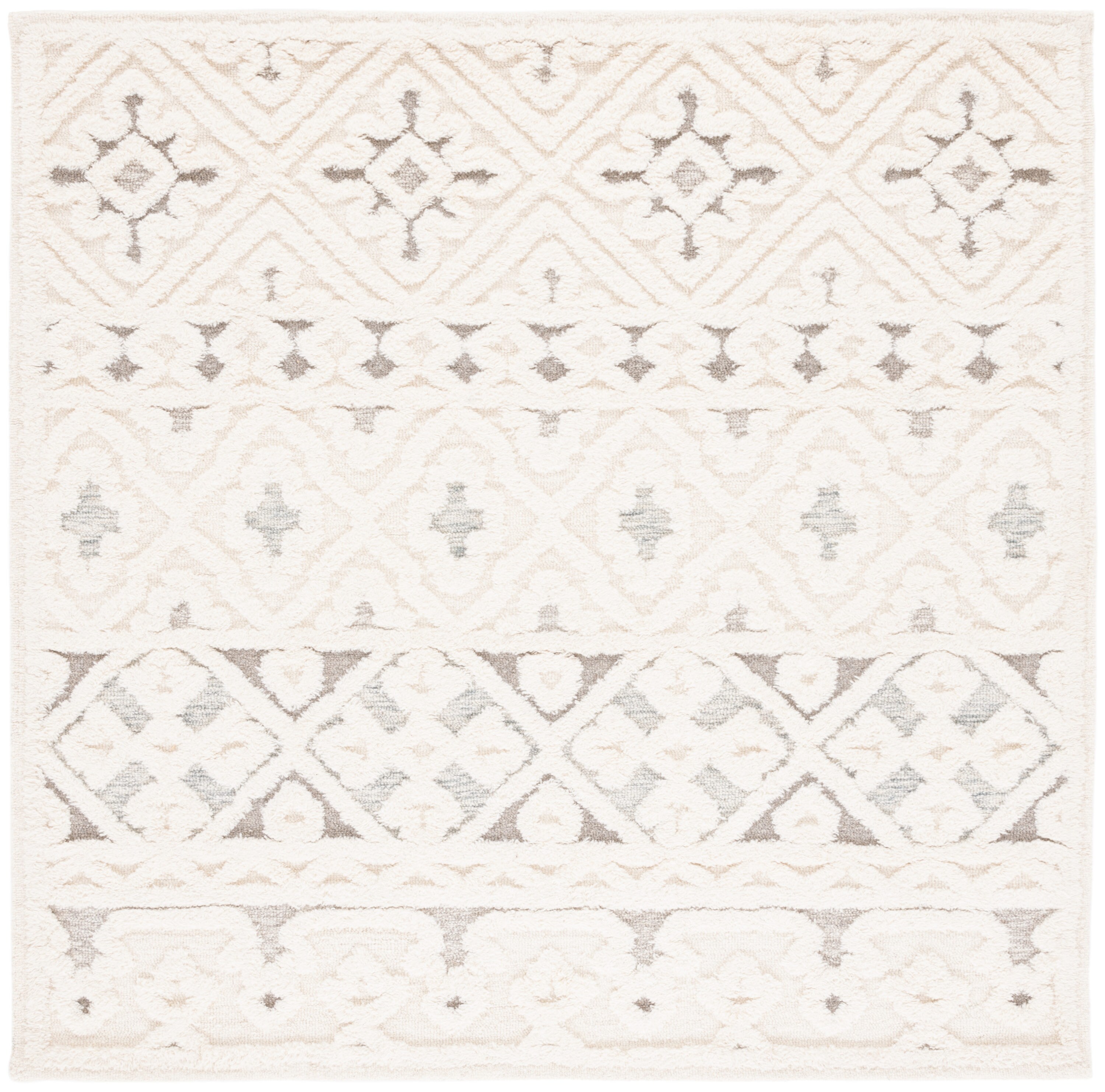 Ivory Elegance Square Hand-Tufted Wool Area Rug - 6'