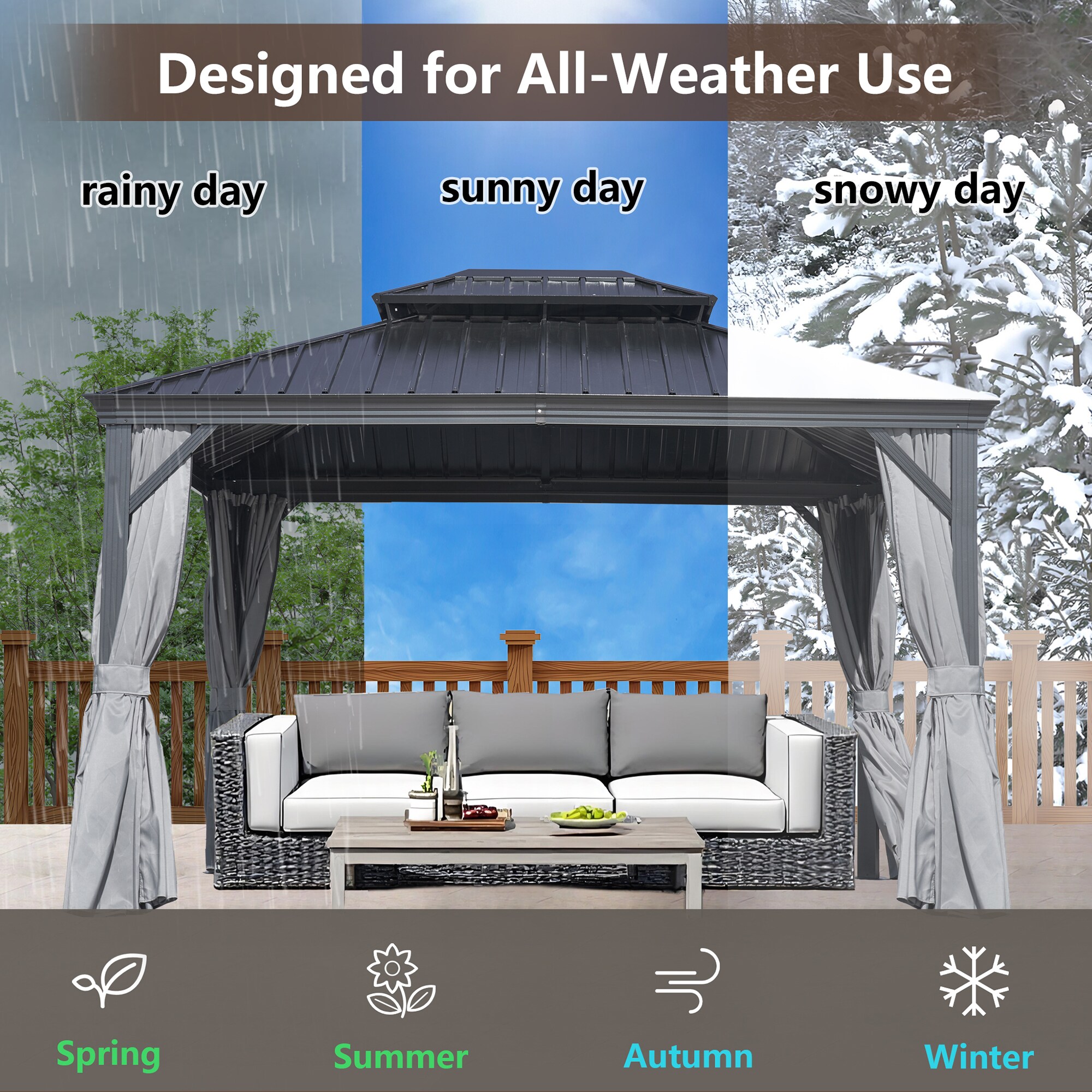 SINOFURN SYE350018GY Wood-Resin-Gazebos - View #6