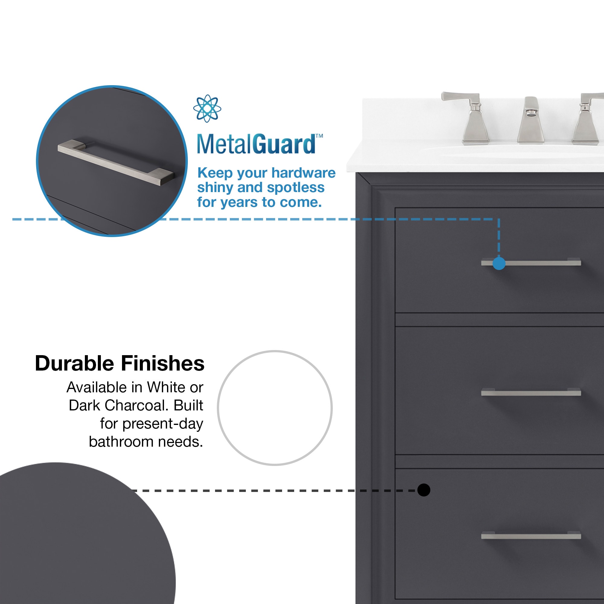 Dark Charcoal 24'' Single Freestanding Bathroom Vanity with Marble Top