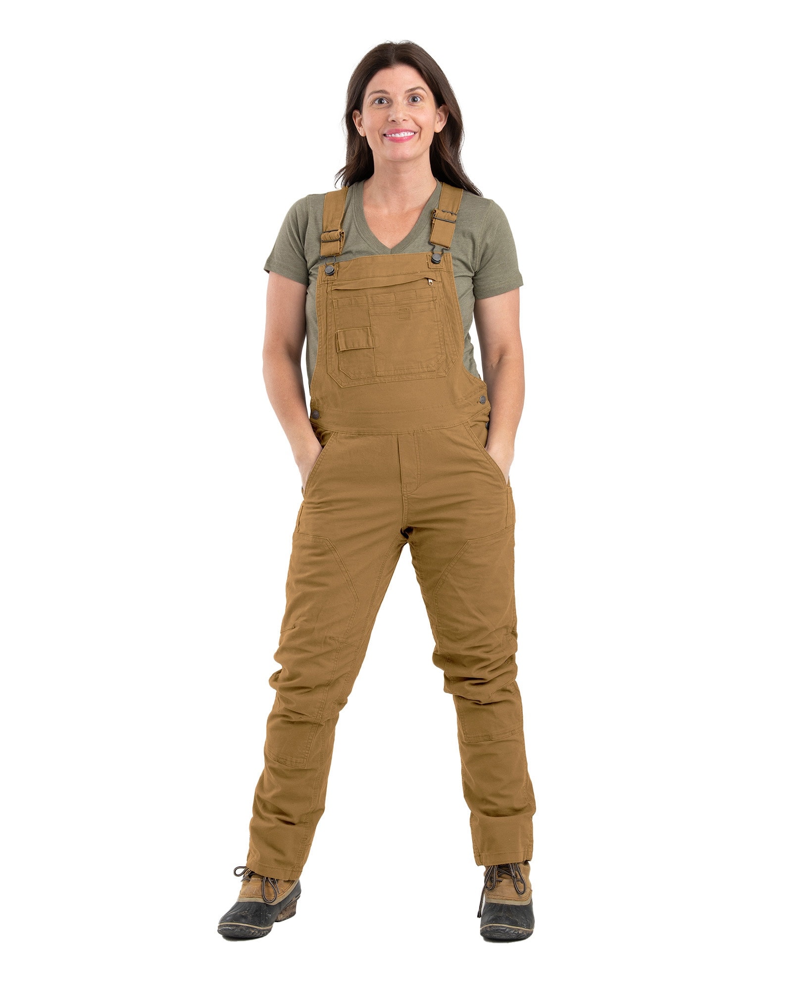 BERNE APPAREL Women's Brown Long Sleeve Canvas Overall (Large ...