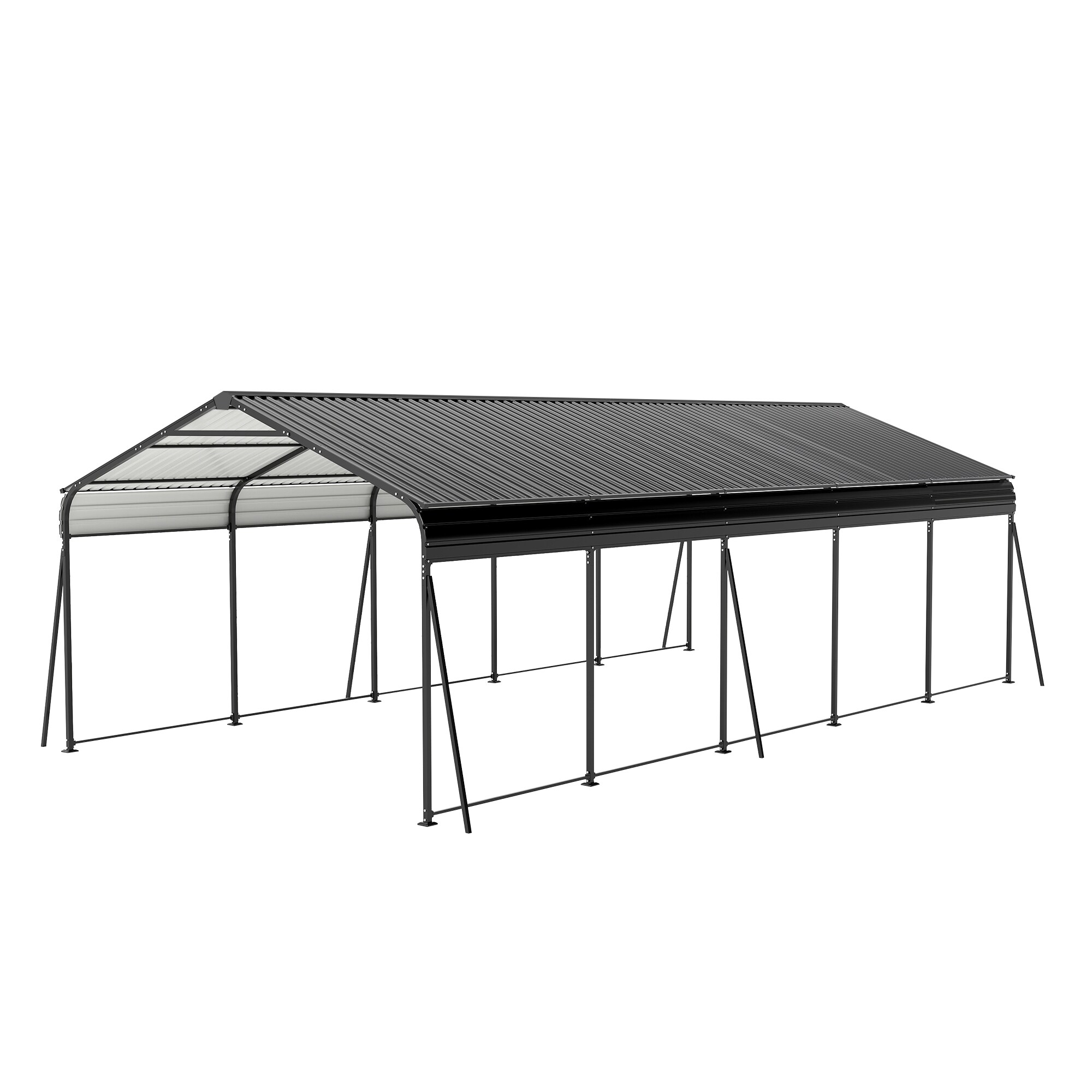 Mondawe MO-CP-00025 13-ft W x 26.5-ft L x 8.97-ft H Dark Gray Metal Carport with Metal Roof