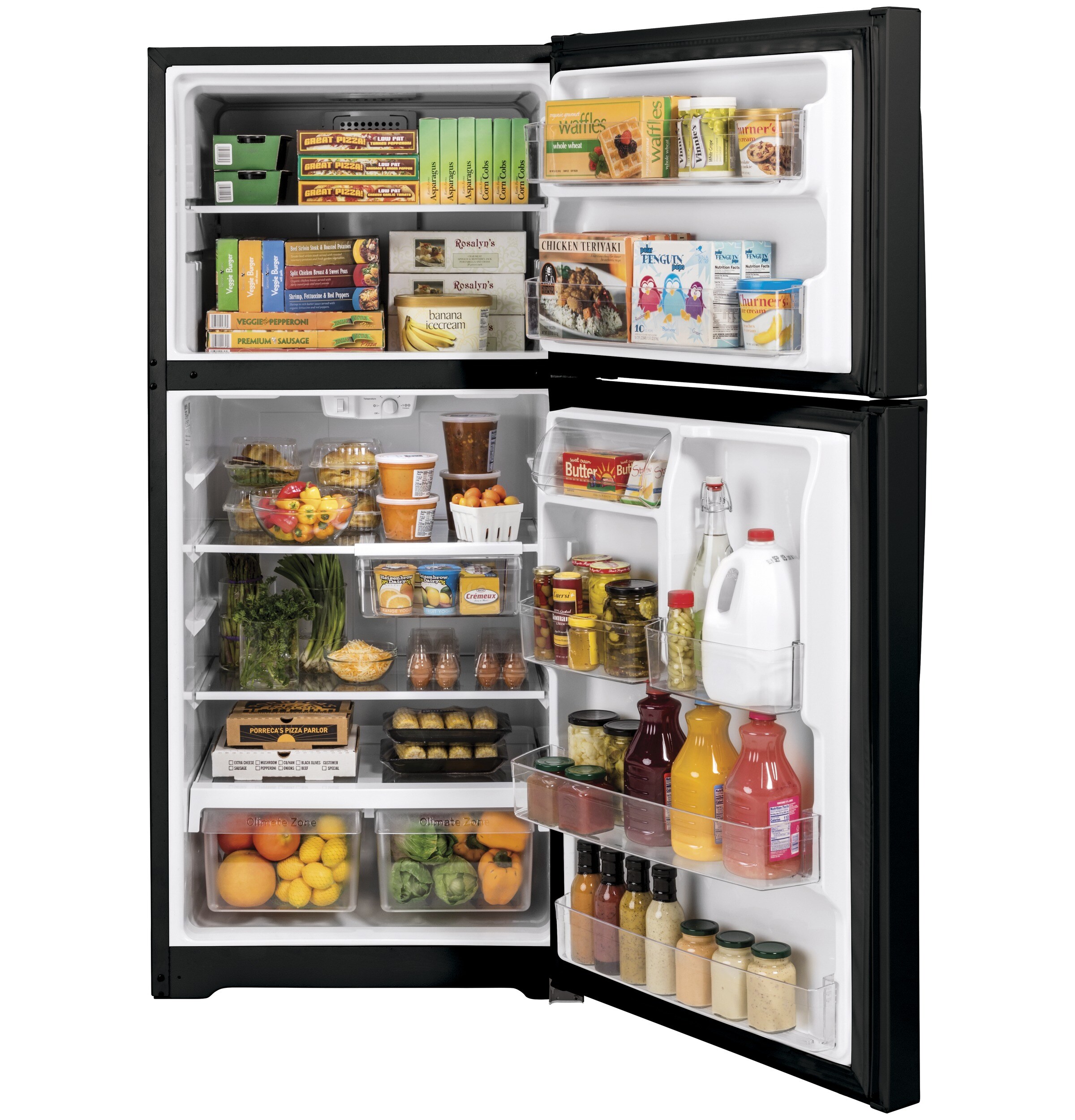 GE Garage-ready 21.9-cu ft Top-Freezer Refrigerator (Black) Garage Ready