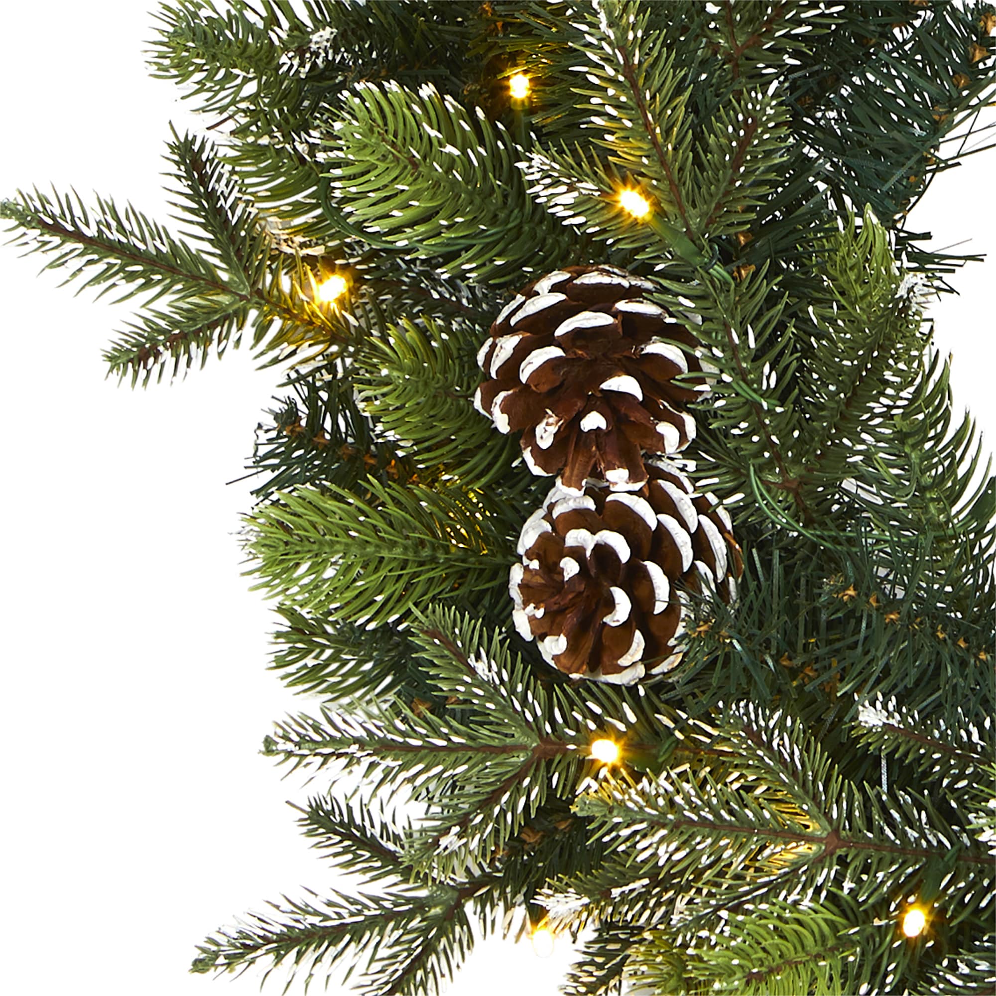 Snowed Pinecone Artificial Christmas Wreath with Clear LED Lights