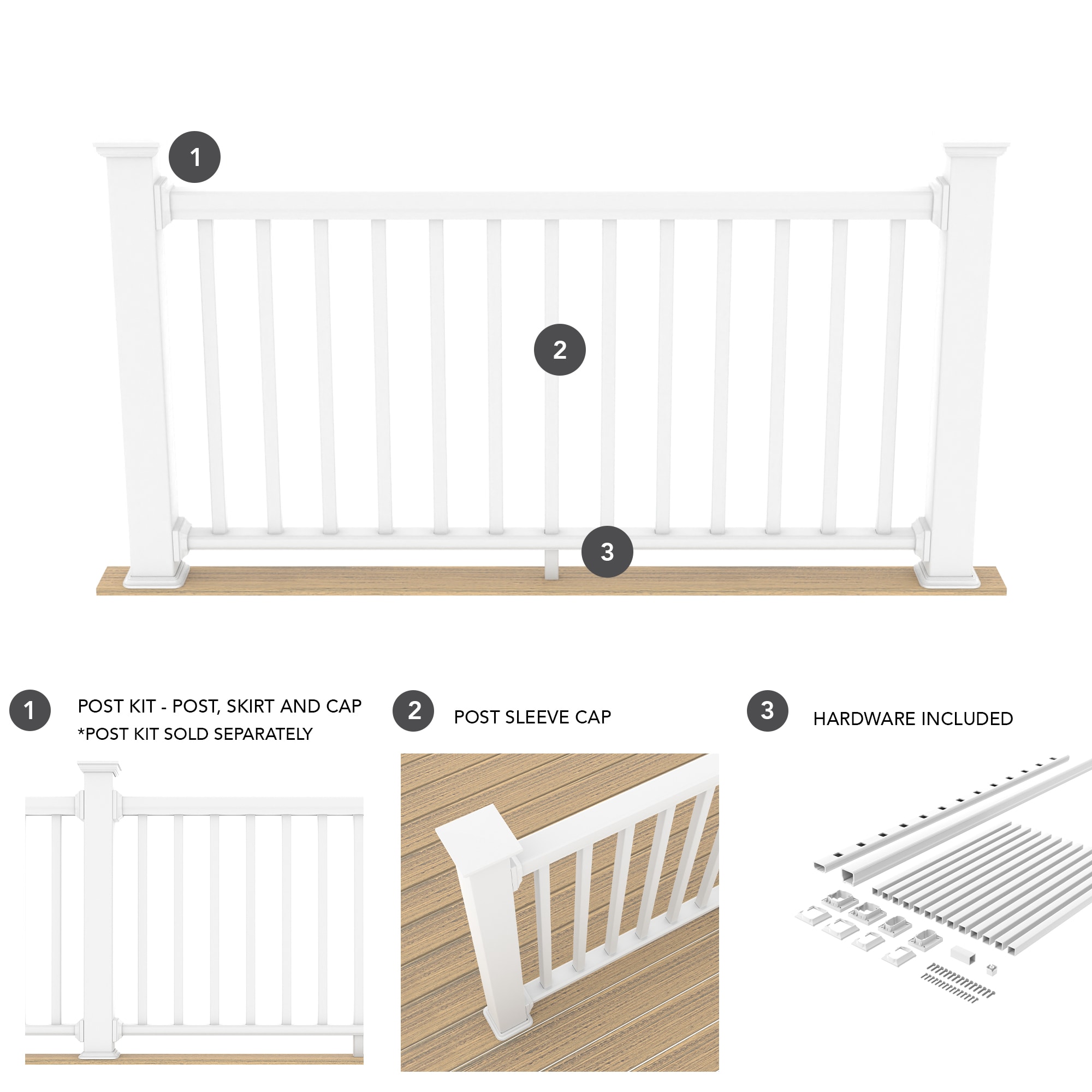 Deckorators Grab and Go 6-ft x 2.75-in x 42-in White Composite Deck ...