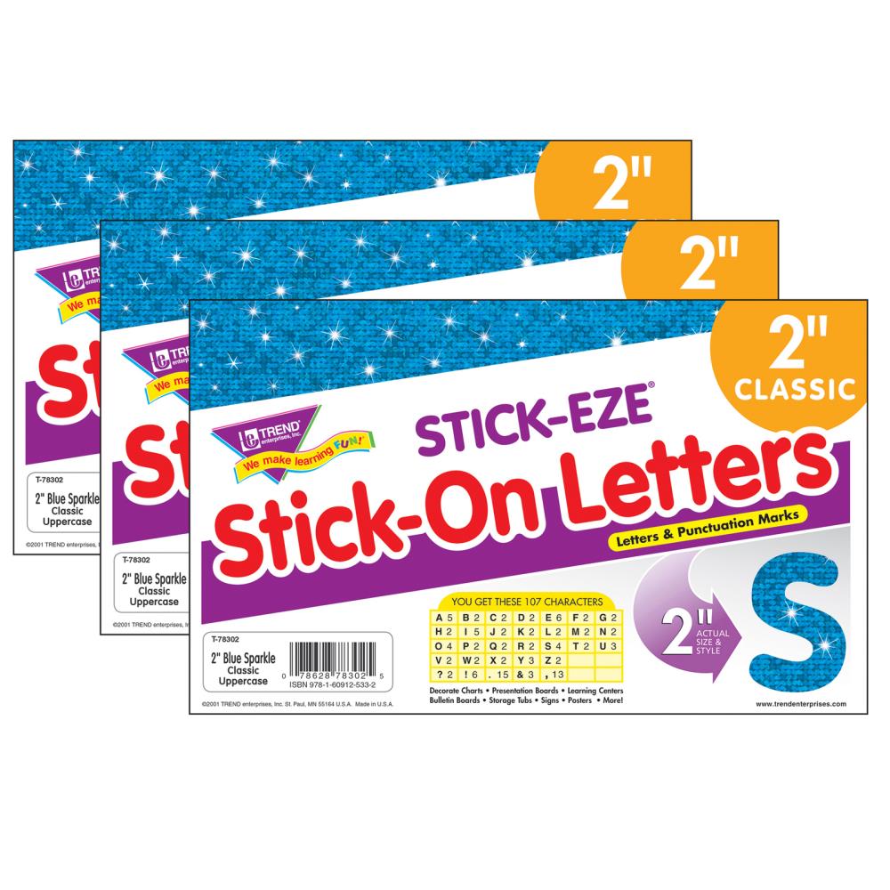 TREND Enterprises Stick-Eze Stick-On Letters, White, 2 In., 6 Packs at
