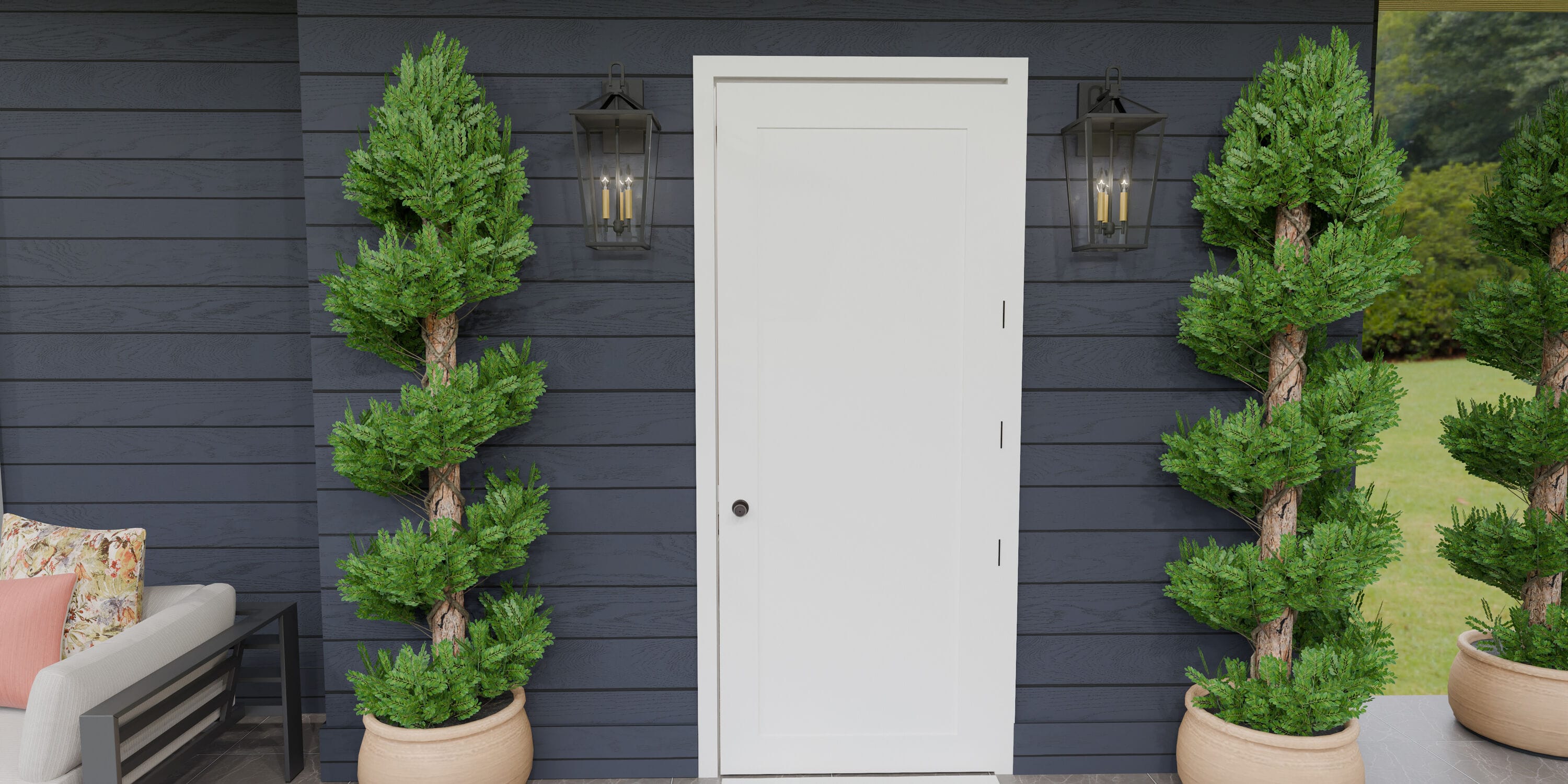 Matte Black and Gold 3-Light Outdoor Wall Sconce
