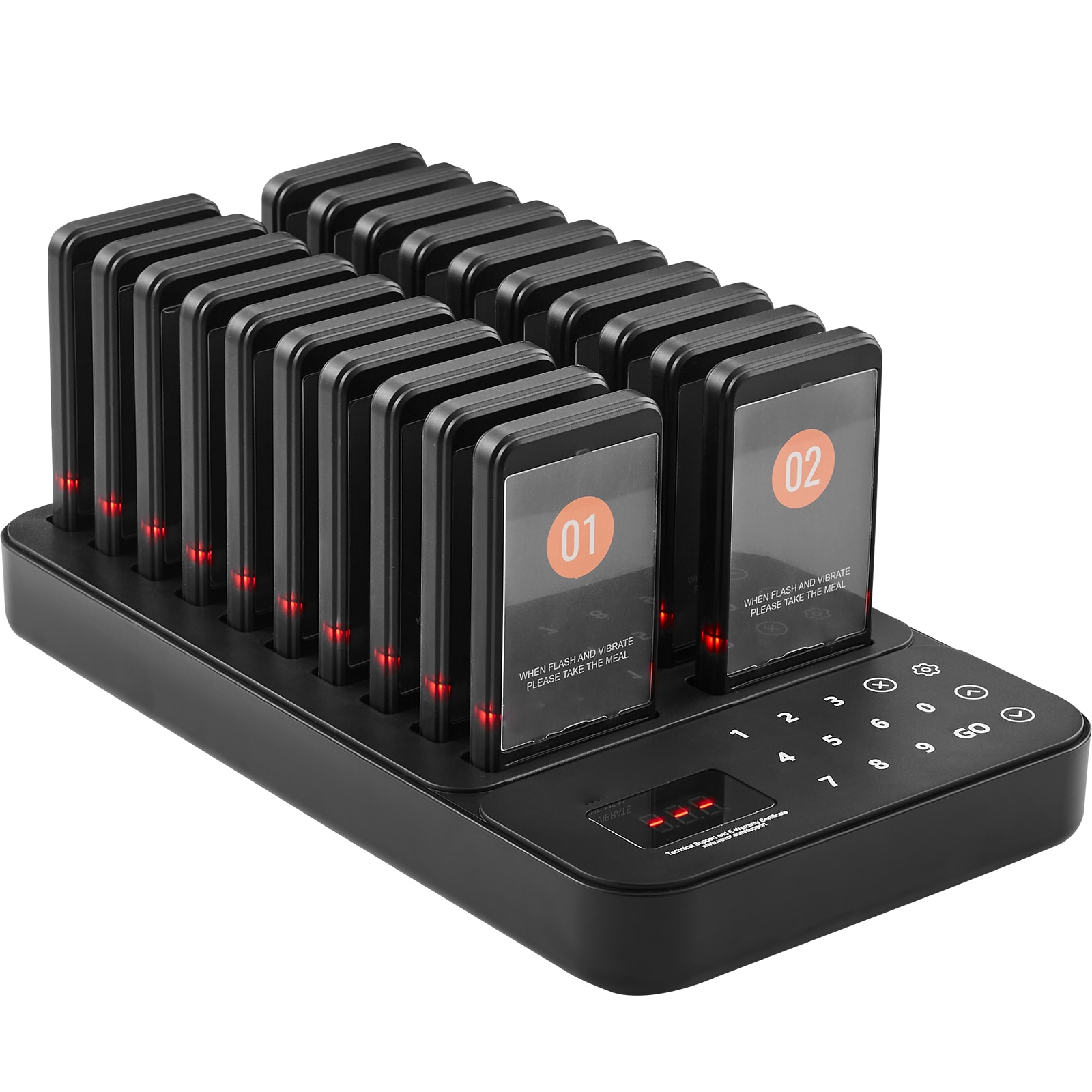 GIVIMO 20-Pager Wireless Restaurant Pager System with 400-m Long Range featuring Guest Calling Buzzer with Vibration and Flashing Alert