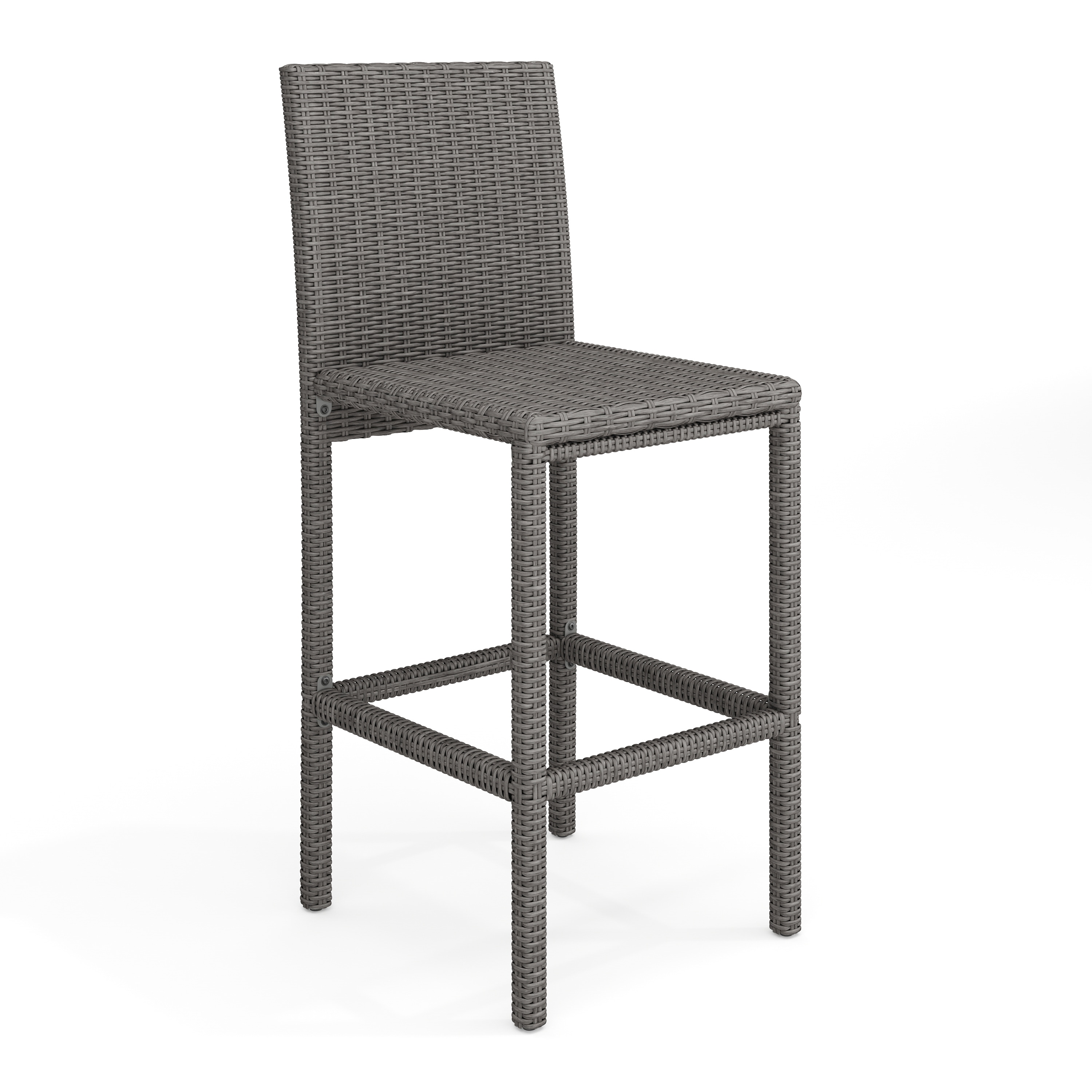 Martha Stewart 196861191121 Bedford Set of 2 Indoor-Outdoor Patio Bar Stools in Gray Rattan Wicker
