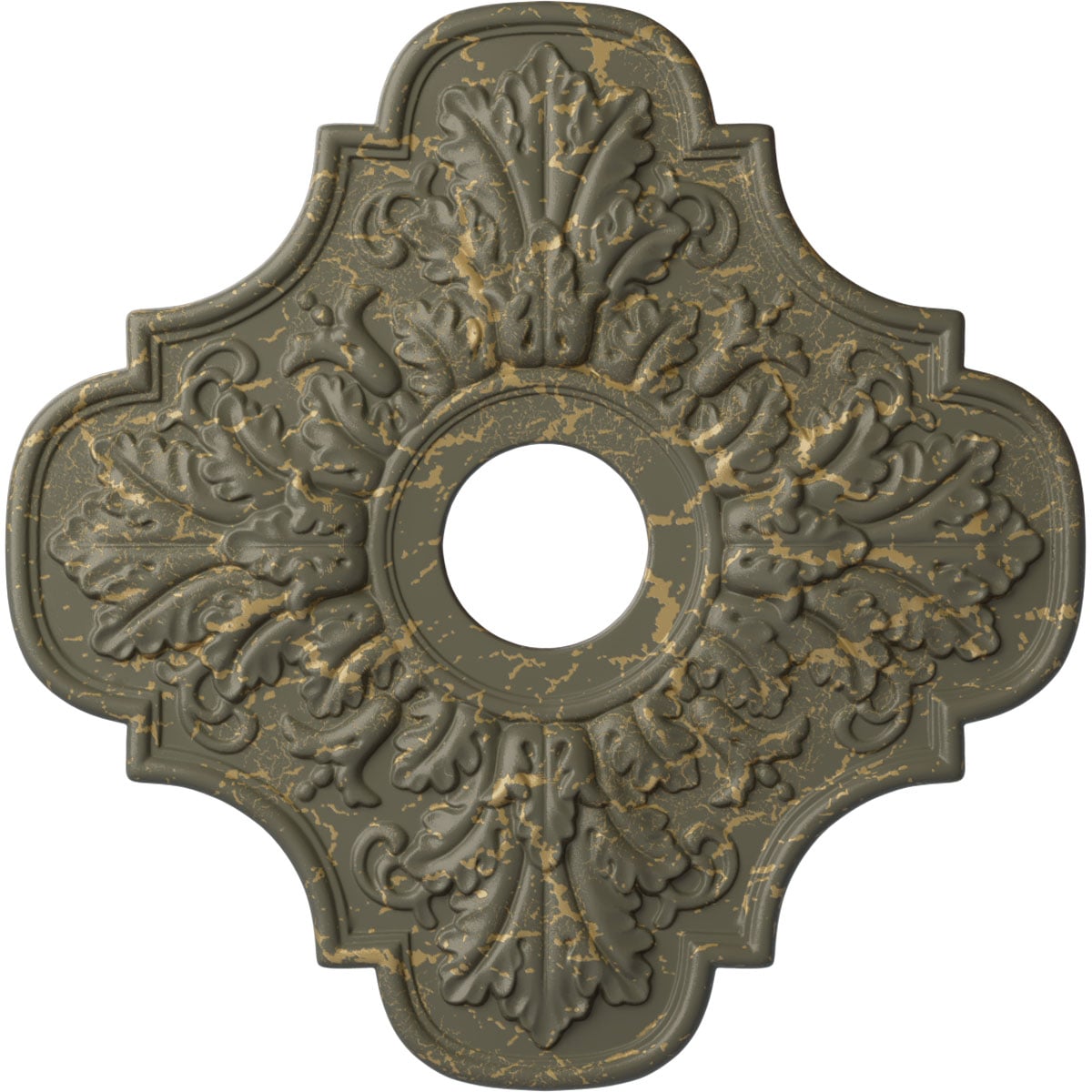 Ekena Millwork CM17PEWHC Peralta 17.75-in W x 17.75-in L Painted Witch Hazel Crackle Polyurethane Whole Ceiling Medallion