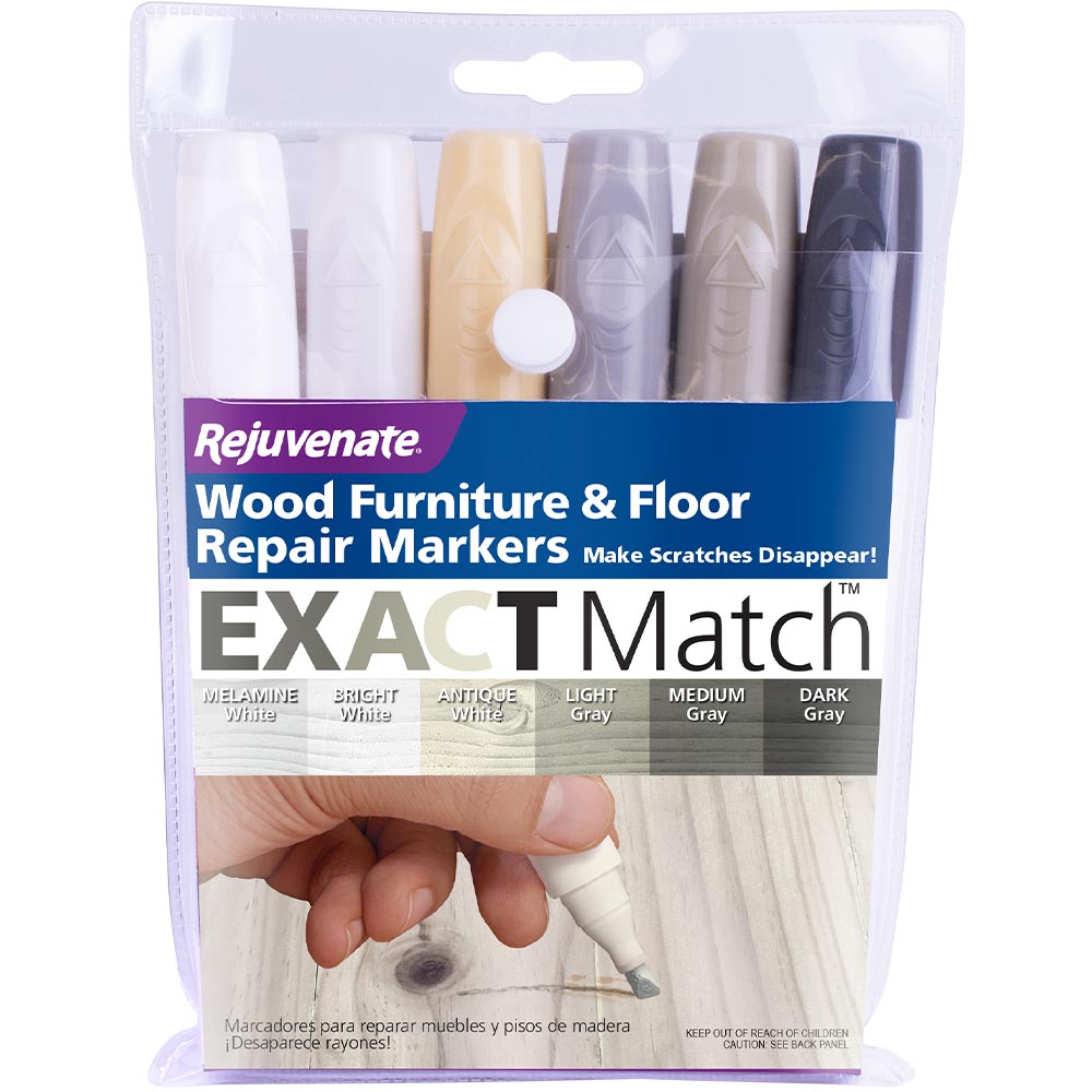 Rejuvenate RJ6WGWM Exact Match Wood Furniture and Floor Repair Markers White/Gray Water-based Stain Marker