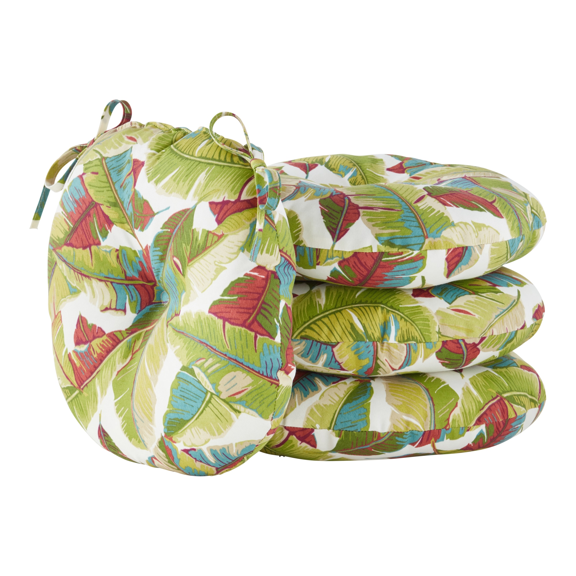 Greendale Home Fashions OC6816S4-PALM-MULTI 15-in x 15-in 4 -Piece Palm Leaves Multi Patio chair cushion