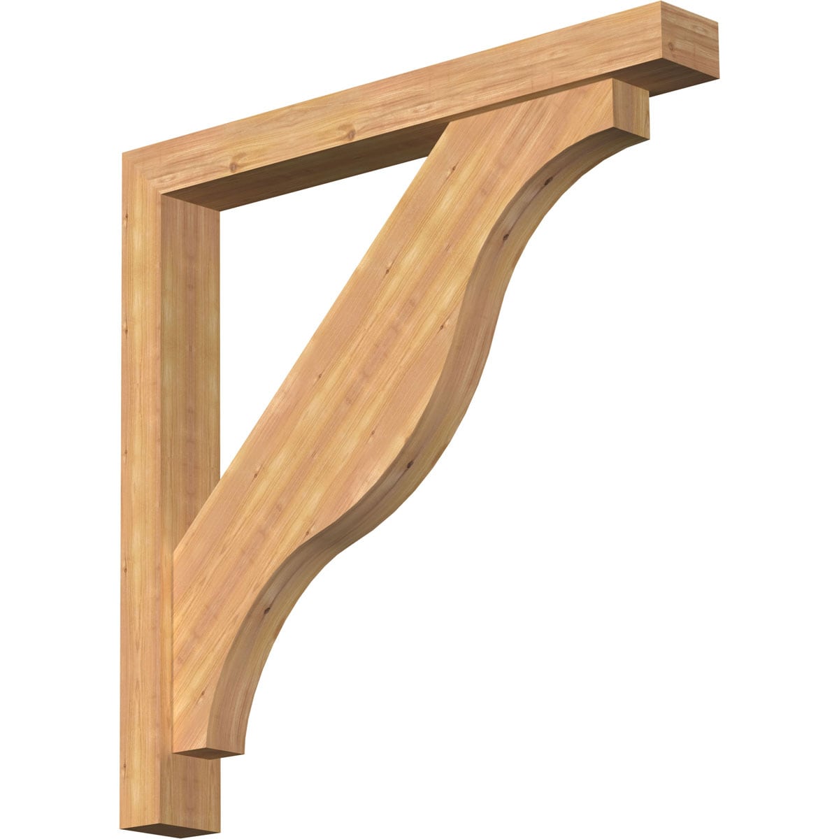 Ekena Millwork 1462362 Funston Block Smooth Bracket with Offset Brace Western Red Cedar Wood Standard Bracket