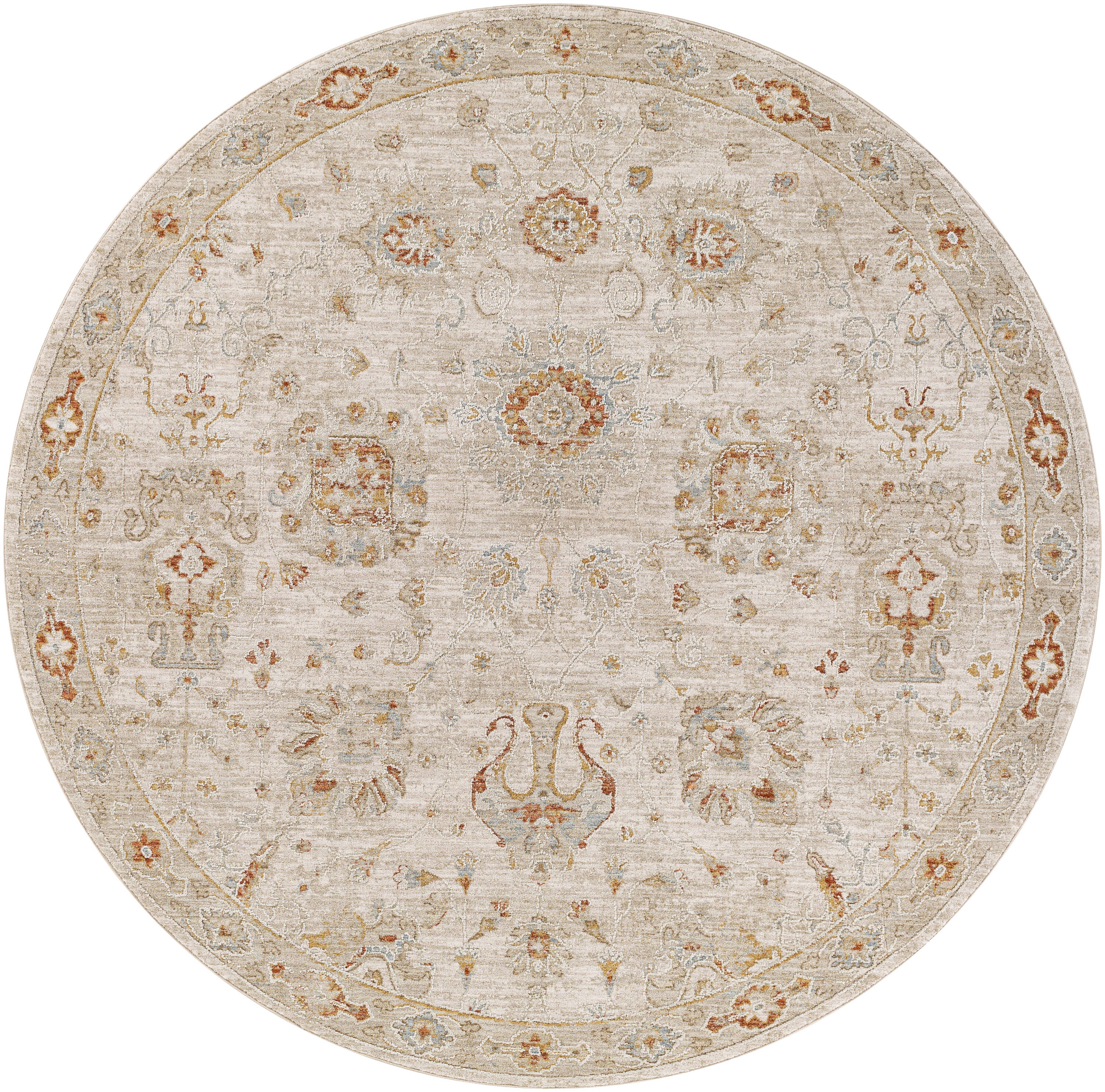 Livabliss AVT2323-53RD Avant Garde 5 x 5 (ft) Polyester Cream Round Indoor Medallion Oriental Area rug