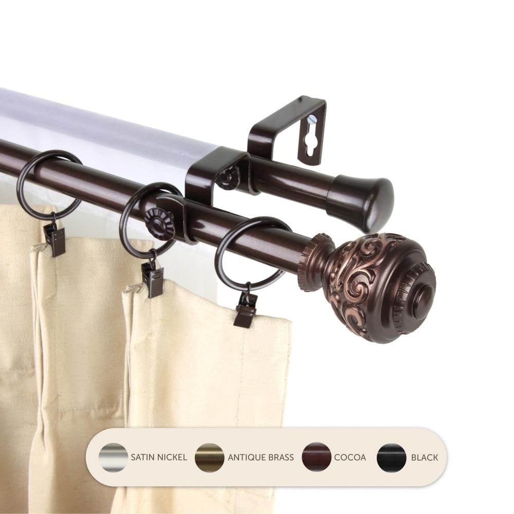 Hart & Harlow L4789-997 13/16-in Gianna 120-in to 170-in Cocoa Steel Double curtain rod with Finials