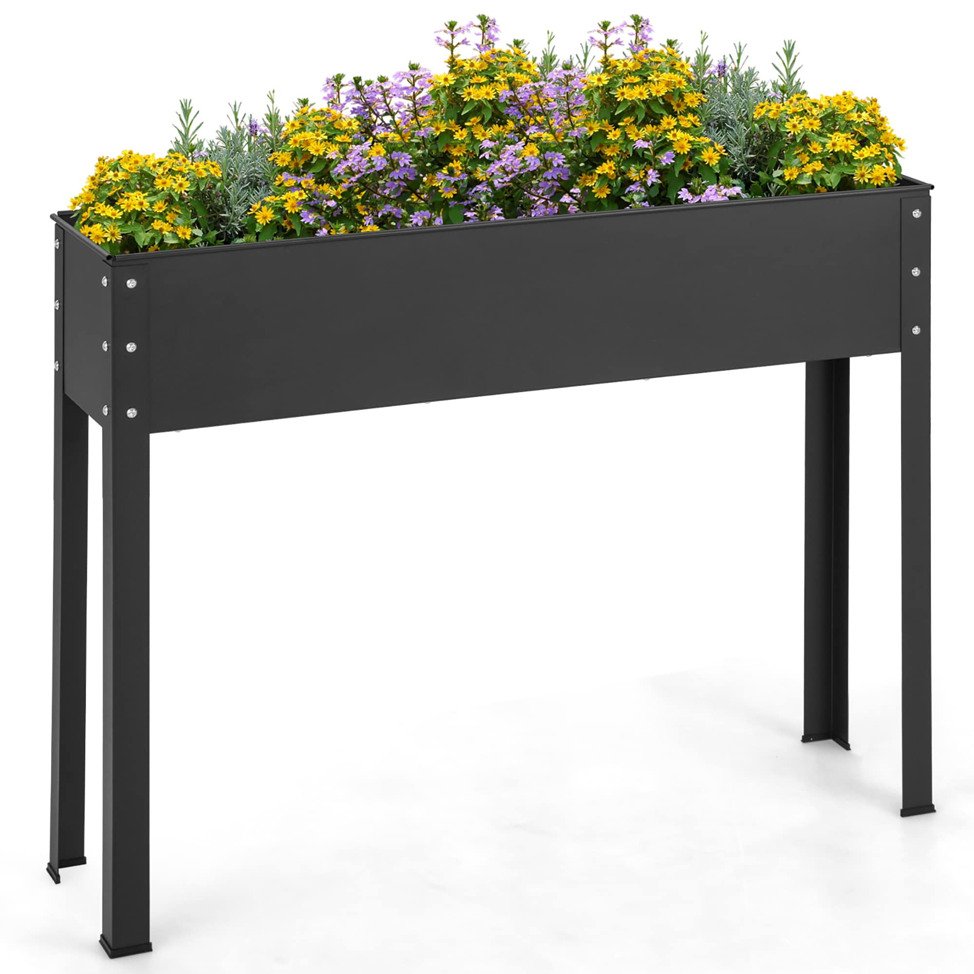 Costway LWS00552 11-in W x 40-in L x 31.5-in H Black Metal Raised Garden Bed