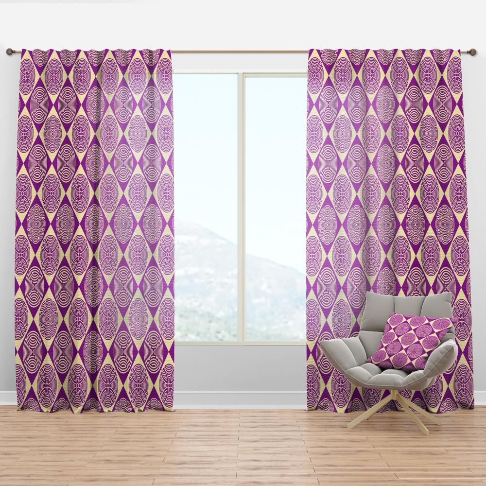 Designart CTN24022-52-63 63-Inches Pink Abstract Room darkening Thermal lined Rod pocket Single curtain panel