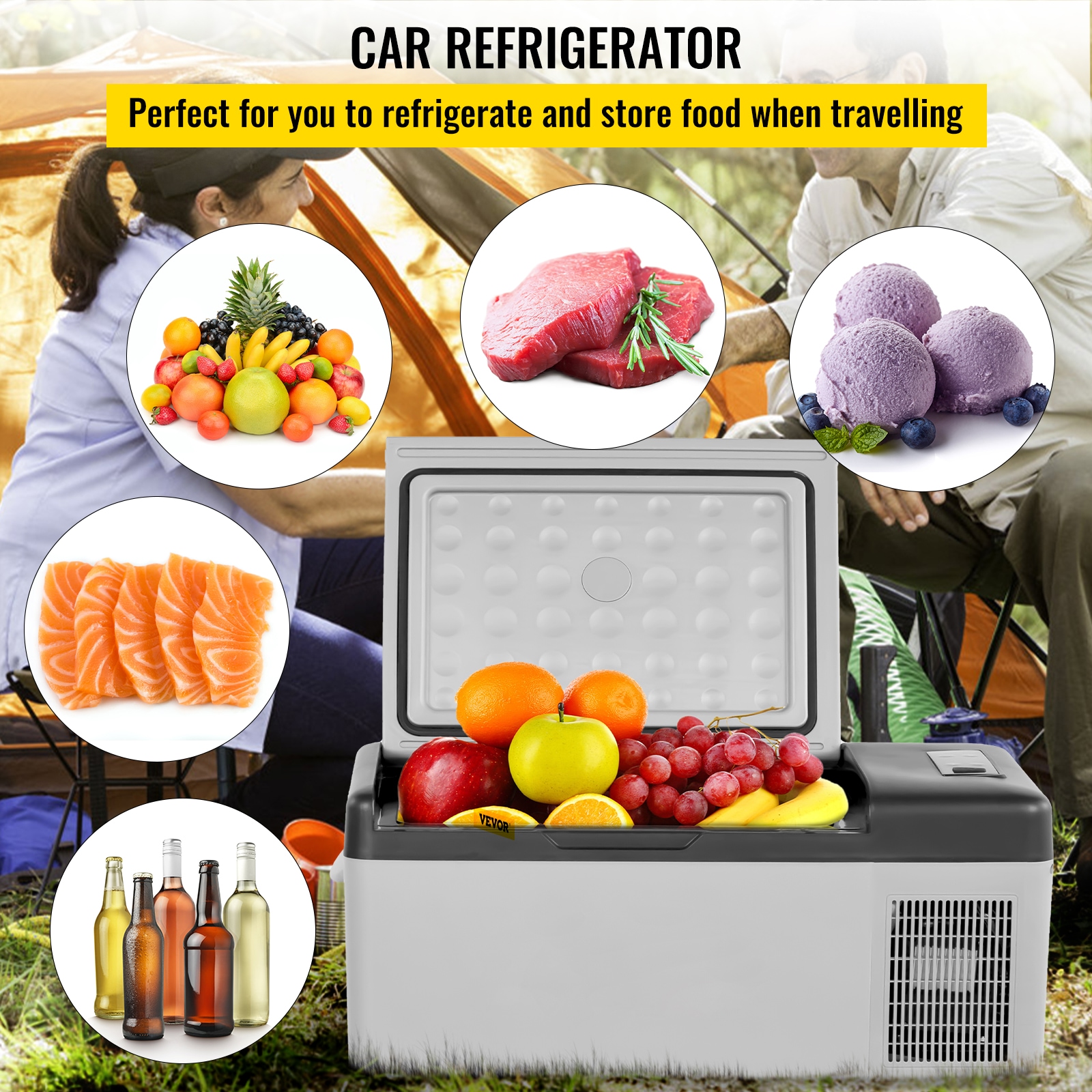 VEVOR 16 Quart Car Refrigerator 0.53-cu ft Garage Ready Frost-free Defrost  Chest Freezer (Gray) in the Chest Freezers department at