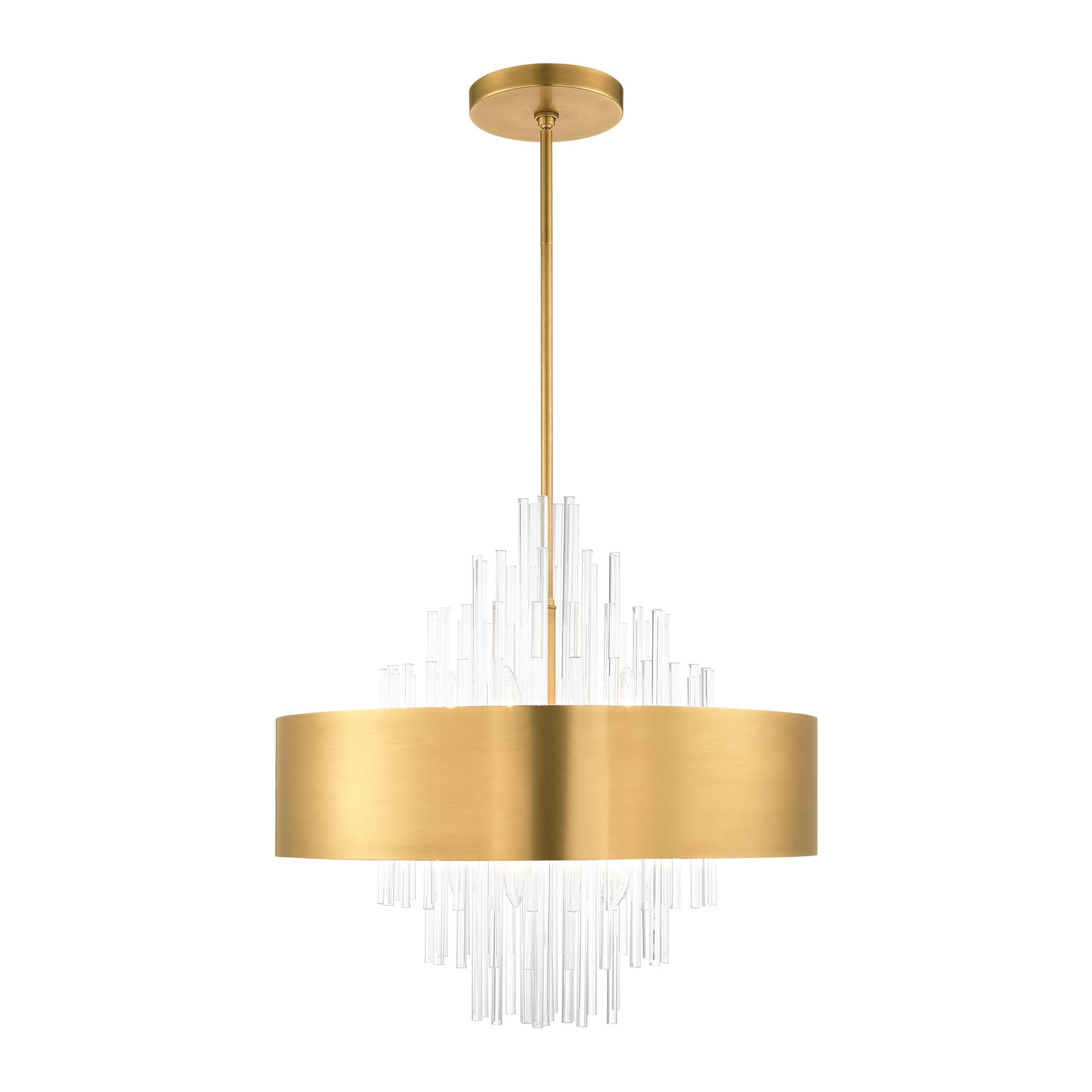Natural Brass and Crystal 10-Light Drum Chandelier