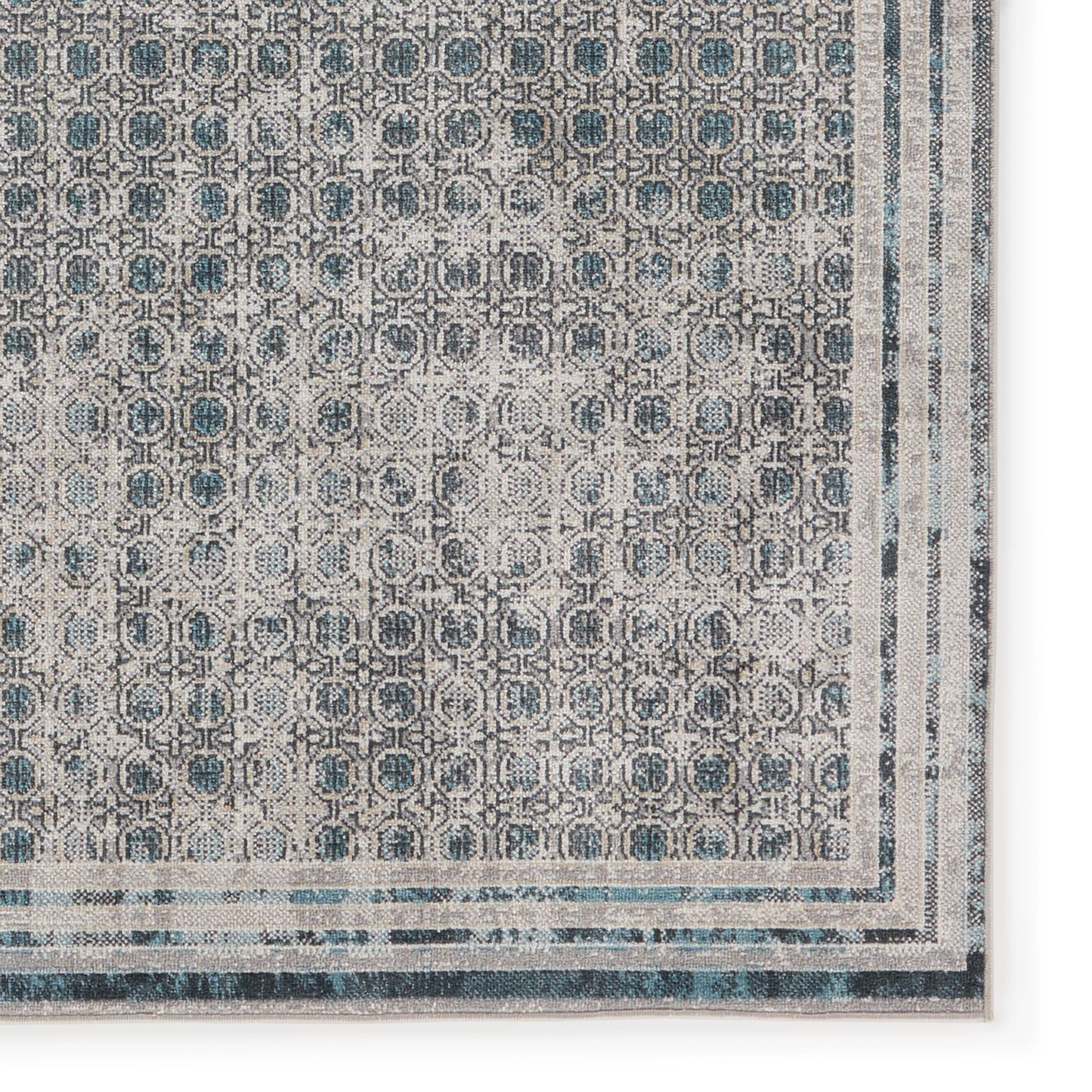 Allora Trellis Light Gray & Gold Washable Wool Blend Rug 7'10" x 10'