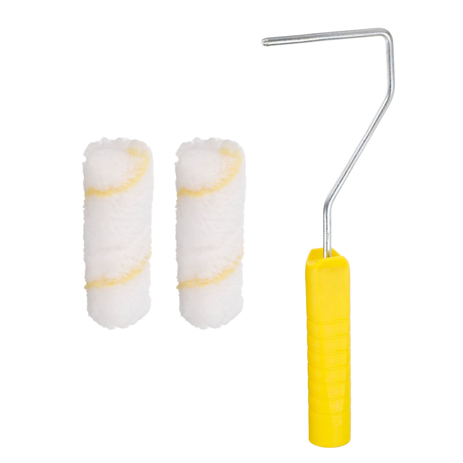 Unique Bargains 3pcs Paint Roller Kit 2pcs 4 Inch Microfiber Roller Covers and 10 Inch Paint Roller Frame for Wall Trim