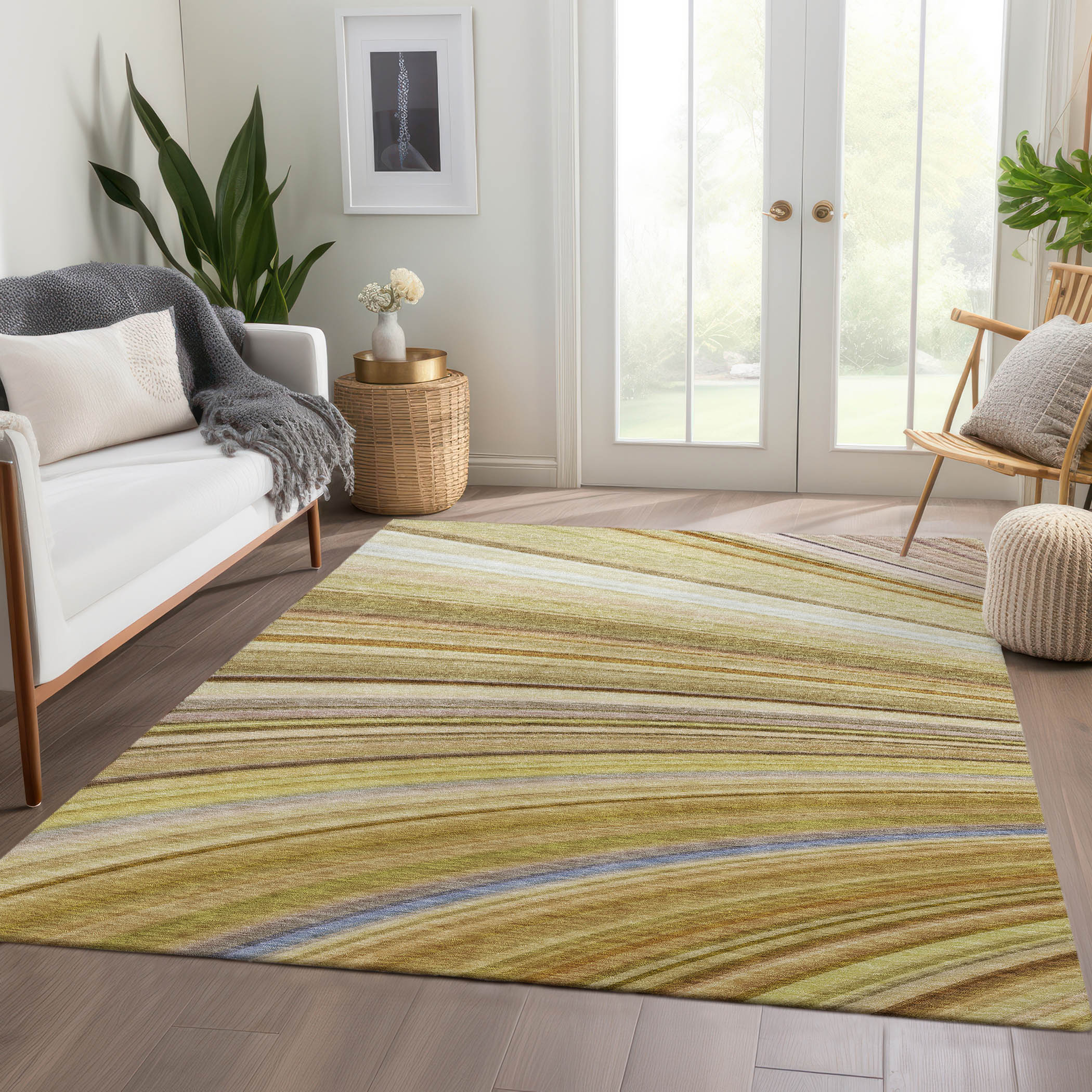 Addison Rugs ACN585BG3X5 Chantille ACN585BG 3 x 5 (ft) Polyester Beige Rectangular Indoor/Outdoor Geometric Machine washable Area rug