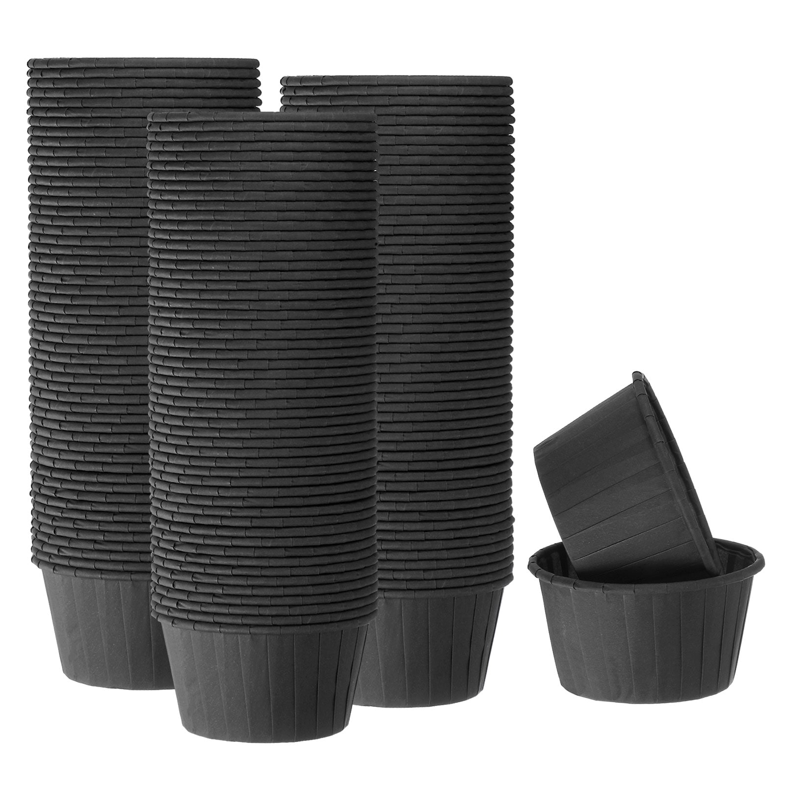 Harfington 150pcs Cupcake Baking Cups 3.5oz Standard Size Paper Cupcake Liners Greaseproof Wrappers Disposable for Wedding Birthdays Christmas Dessert Black