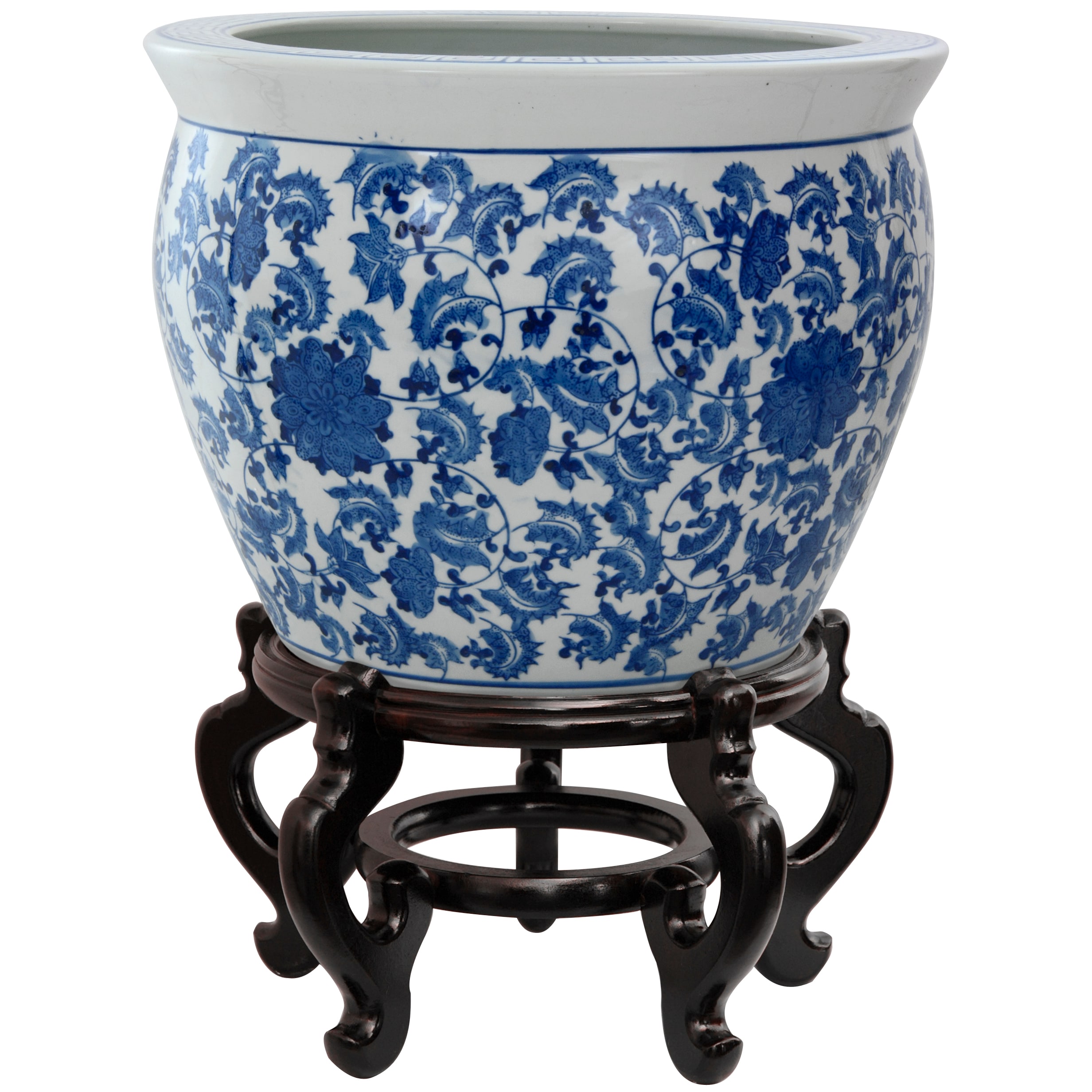 Red Lantern 18.5-in W x 13.5-in H Blue and White Floral Porcelain Indoor/Outdoor Planter in the Pots & Planters at Lowes.com