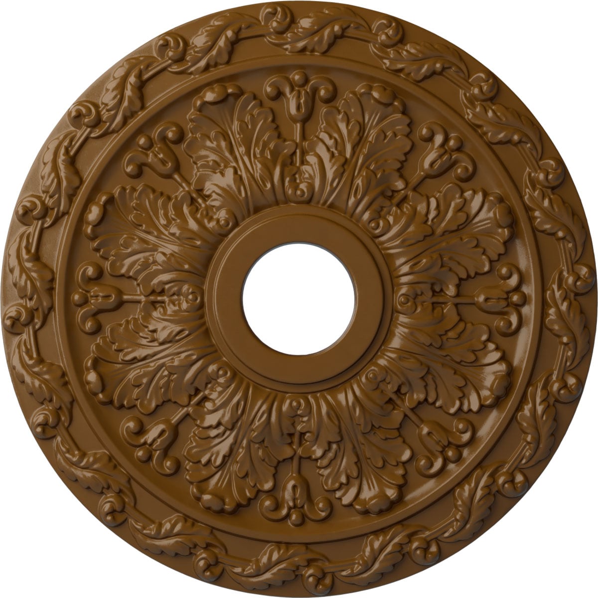 Ekena Millwork CM19SPSTF Spring Leaf 19.875-in W x 19.875-in L Painted Smokey Topaz Polyurethane Whole Ceiling Medallion