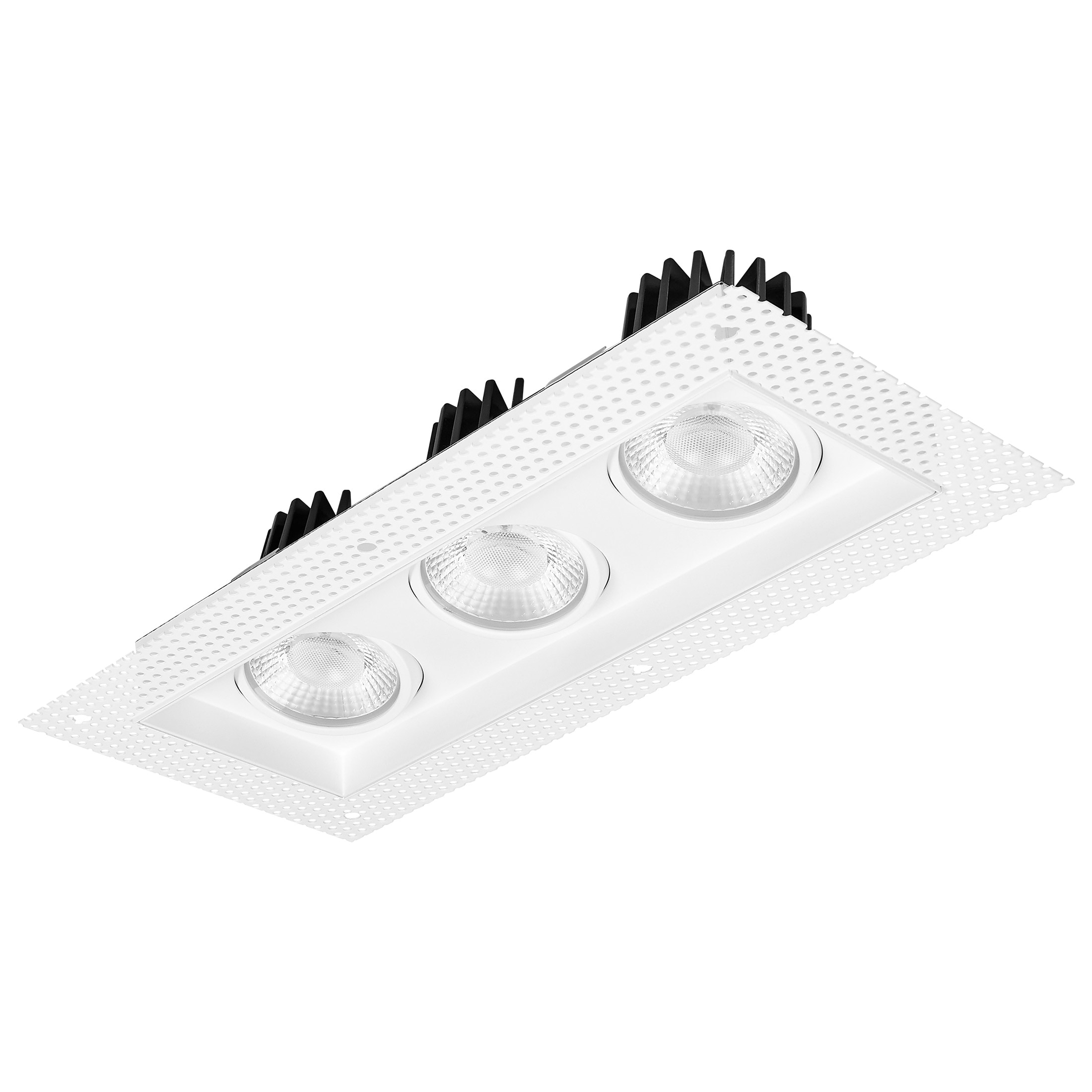 White Aluminum 3-Head LED Recessed Downlight