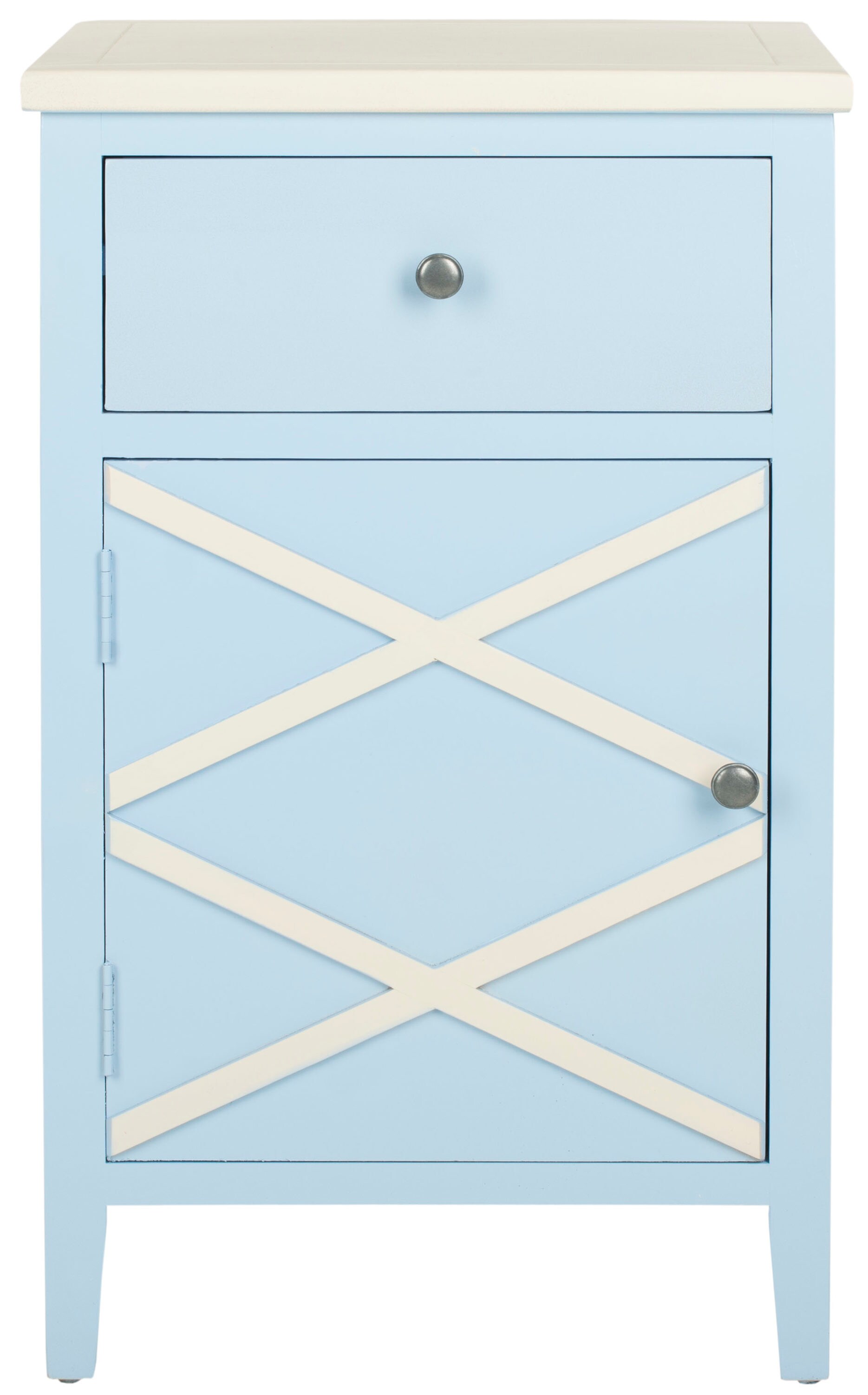 Safavieh AMH6598B Sherrilyn Light Blue Wood End Table with Storage