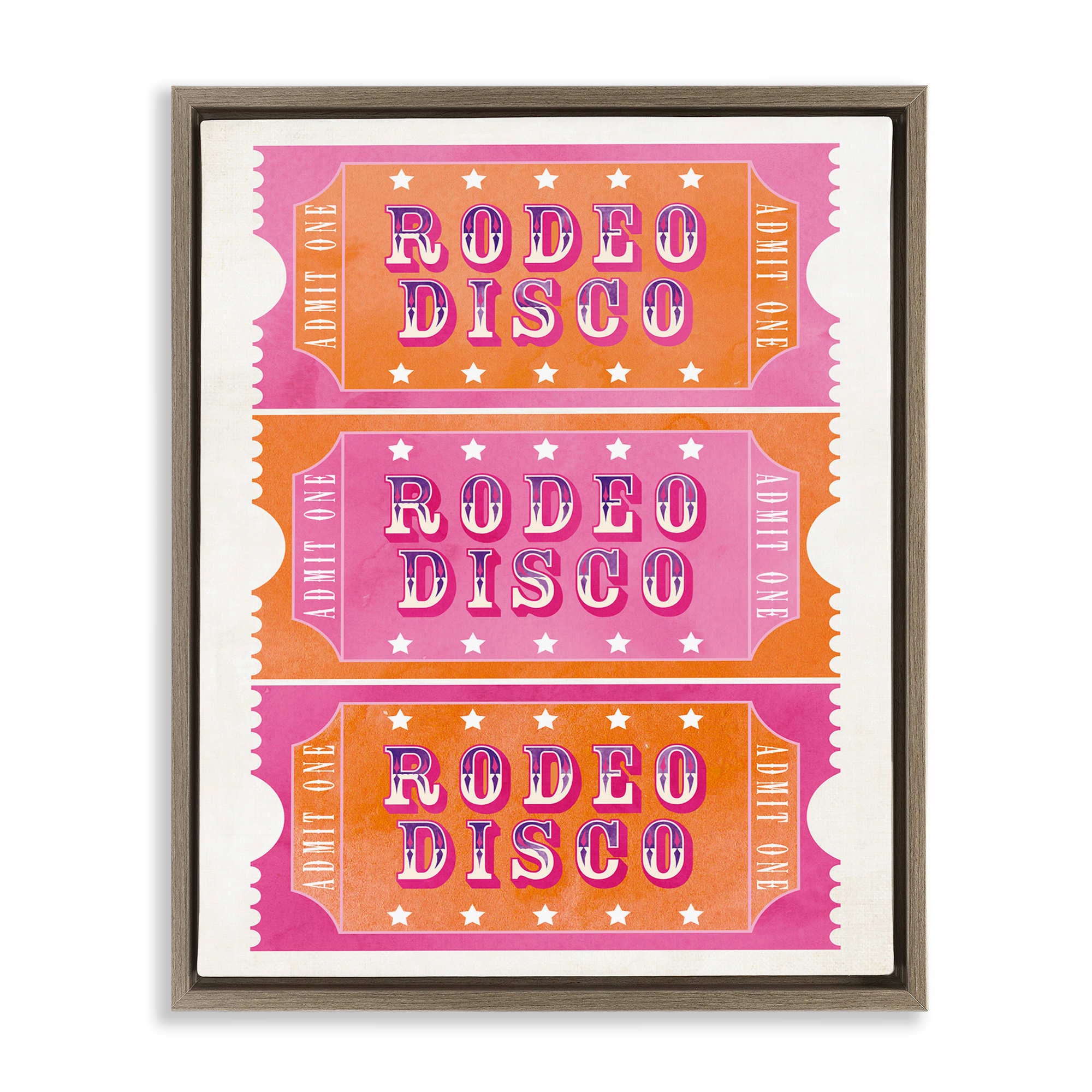 Stupell Industries BS-191-FFE-16X20 Rodeo Disco Ticket Stubs Floating Frame design by Susan Arnot