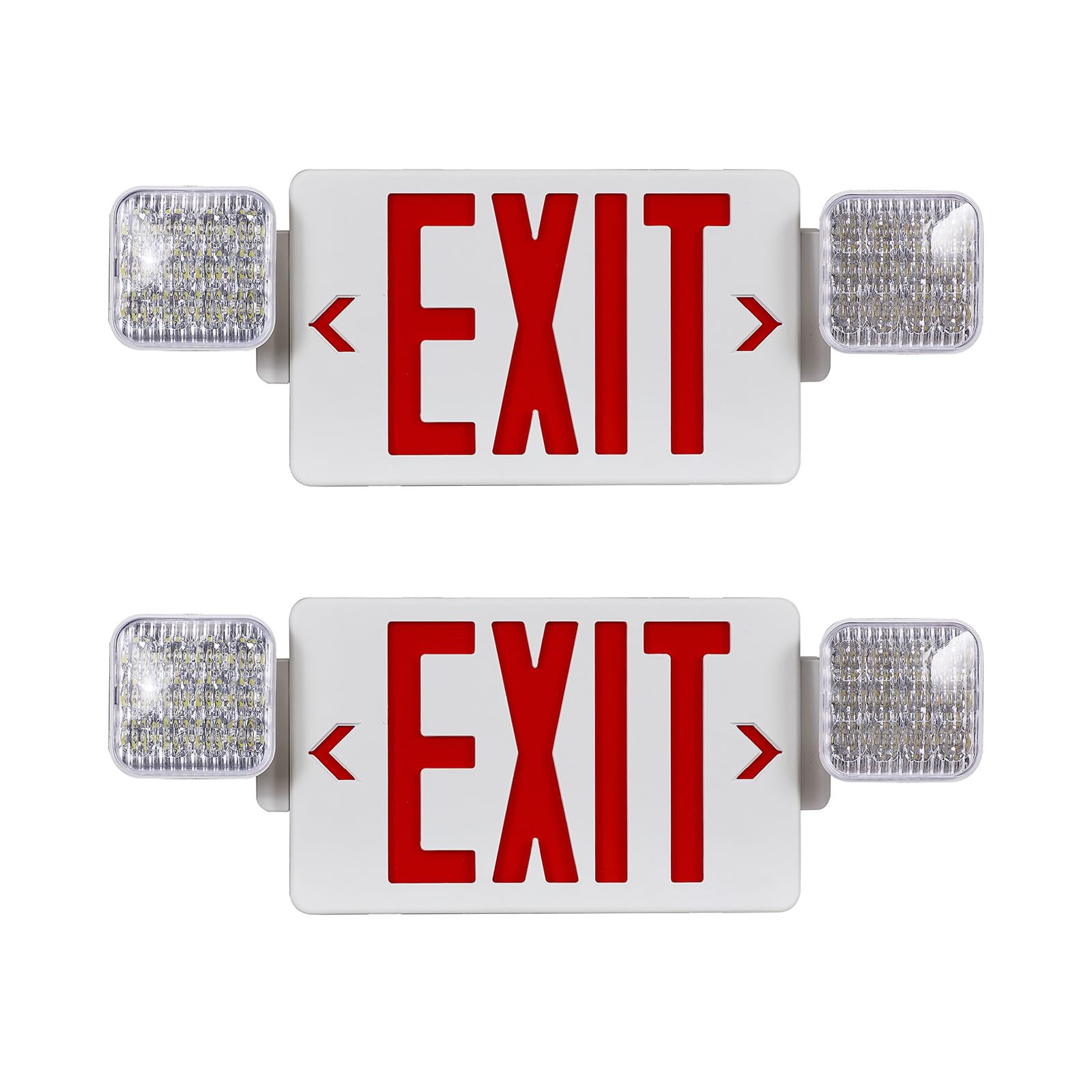 Oyezvary  LED Red Exit Sign Emergency Light Combo Double Face Adjustable Square Heads US Standard UL Certified 120V 277V AC 2 Pack