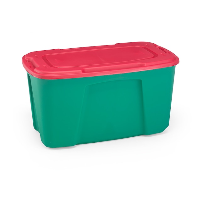 Homz Products Large 49-Gallons (196-Quart) Green- Red Heavy Duty