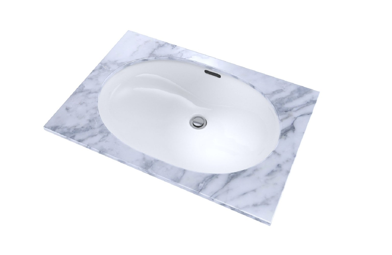 21 5/8" White Ceramic Oval Undermount Bathroom Sink