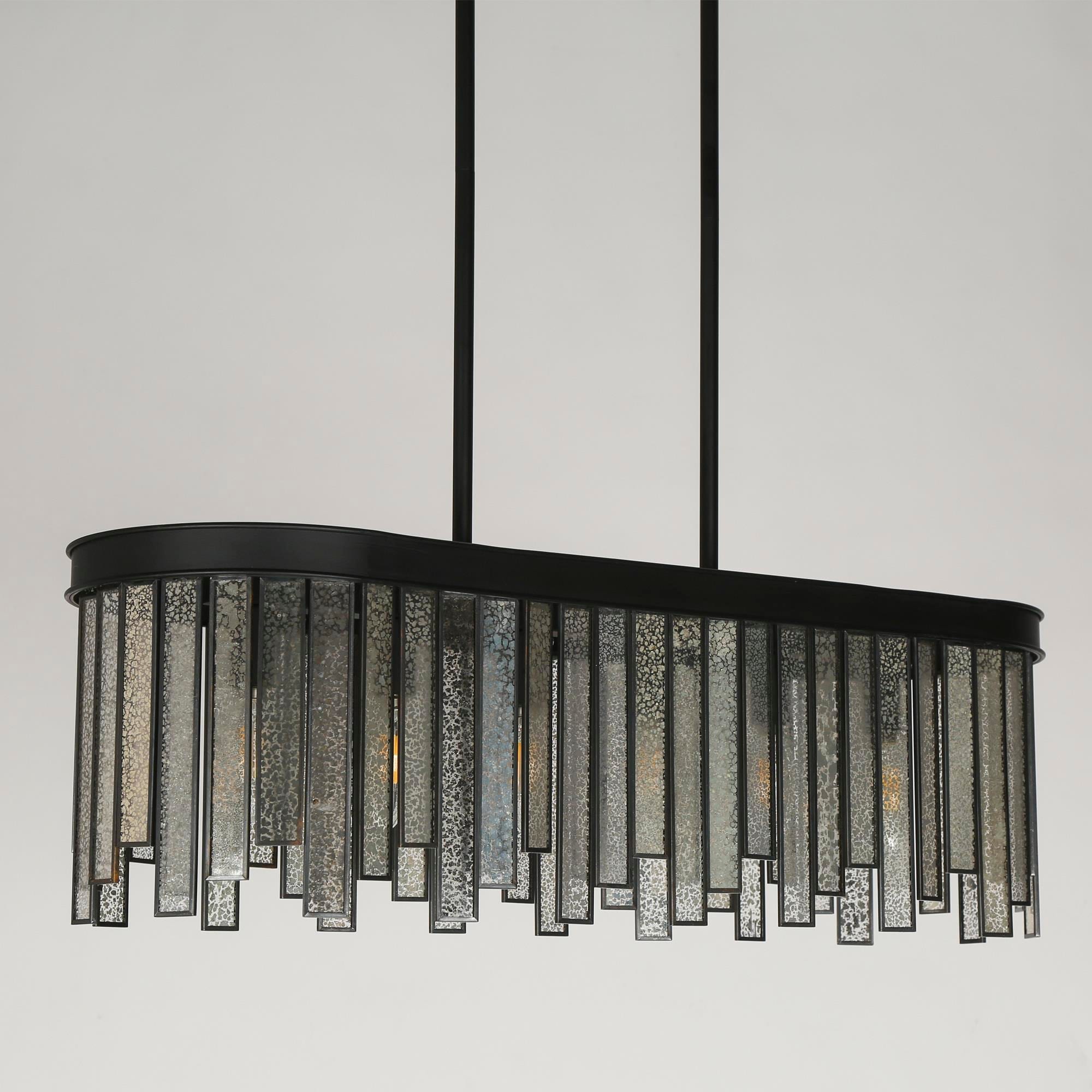 Matte Black and Mercury Glass 6-Light Linear Chandelier