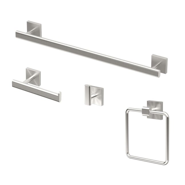 Gatco 4-Piece Elevate Satin Nickel Decorative Bathroom Hardware Set Gatco 4-Piece Elevate Satin Nickel Decorative Bathroom Hardware Set