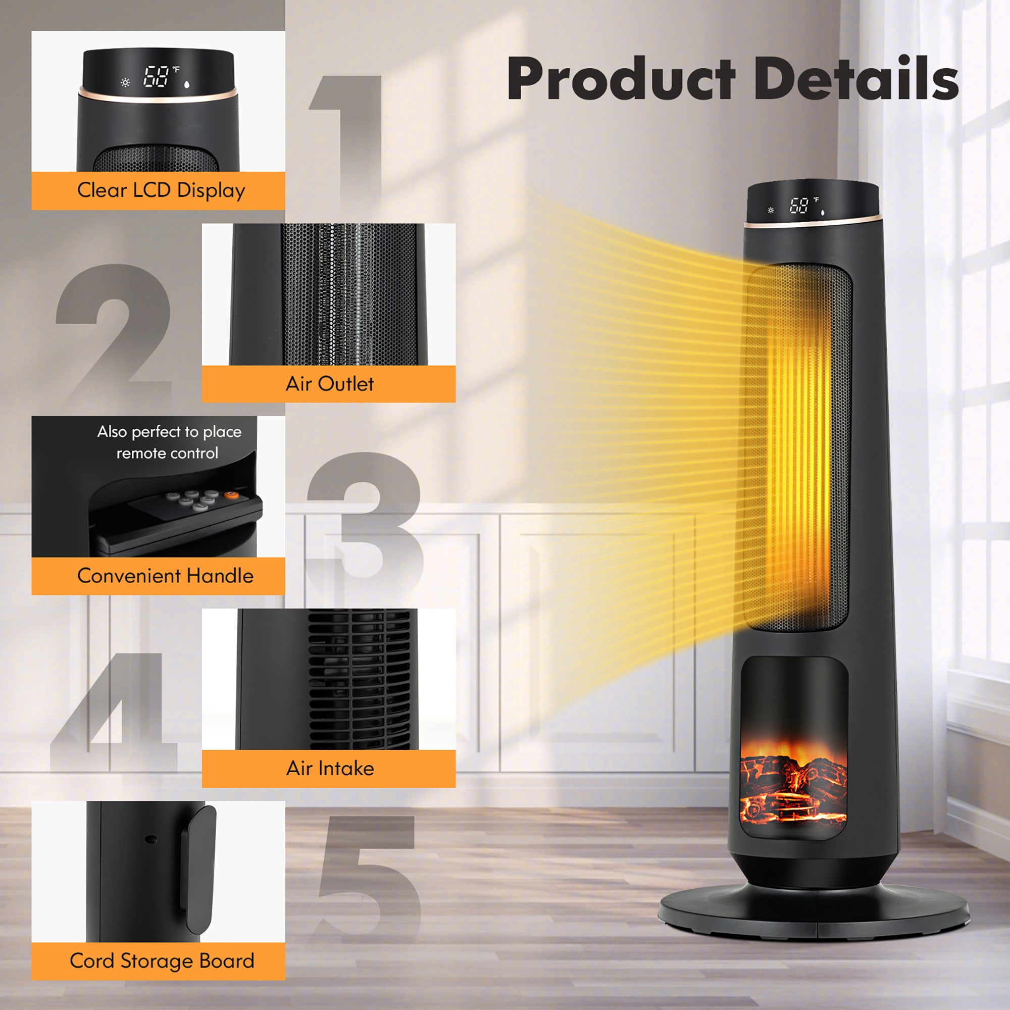 Goplus EP25390US-BK Portable-Electric-Heat - View #4