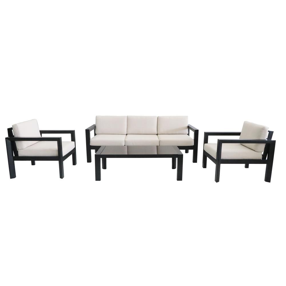 Quality Outdoor Living 65-YZ04MY Monterey 4-Piece Outdoor Deep Seating Conversation Set Black 