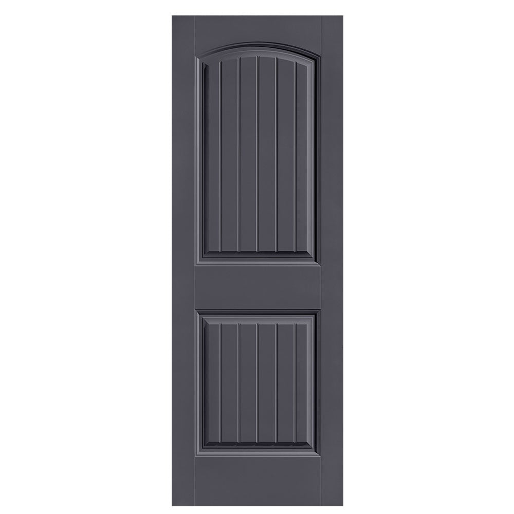 Masonite 1443708 Cheyenne 30-in x 80-in Slate 2-panel round top plank Smooth Solid core Prefinished Molded composite Slab Door