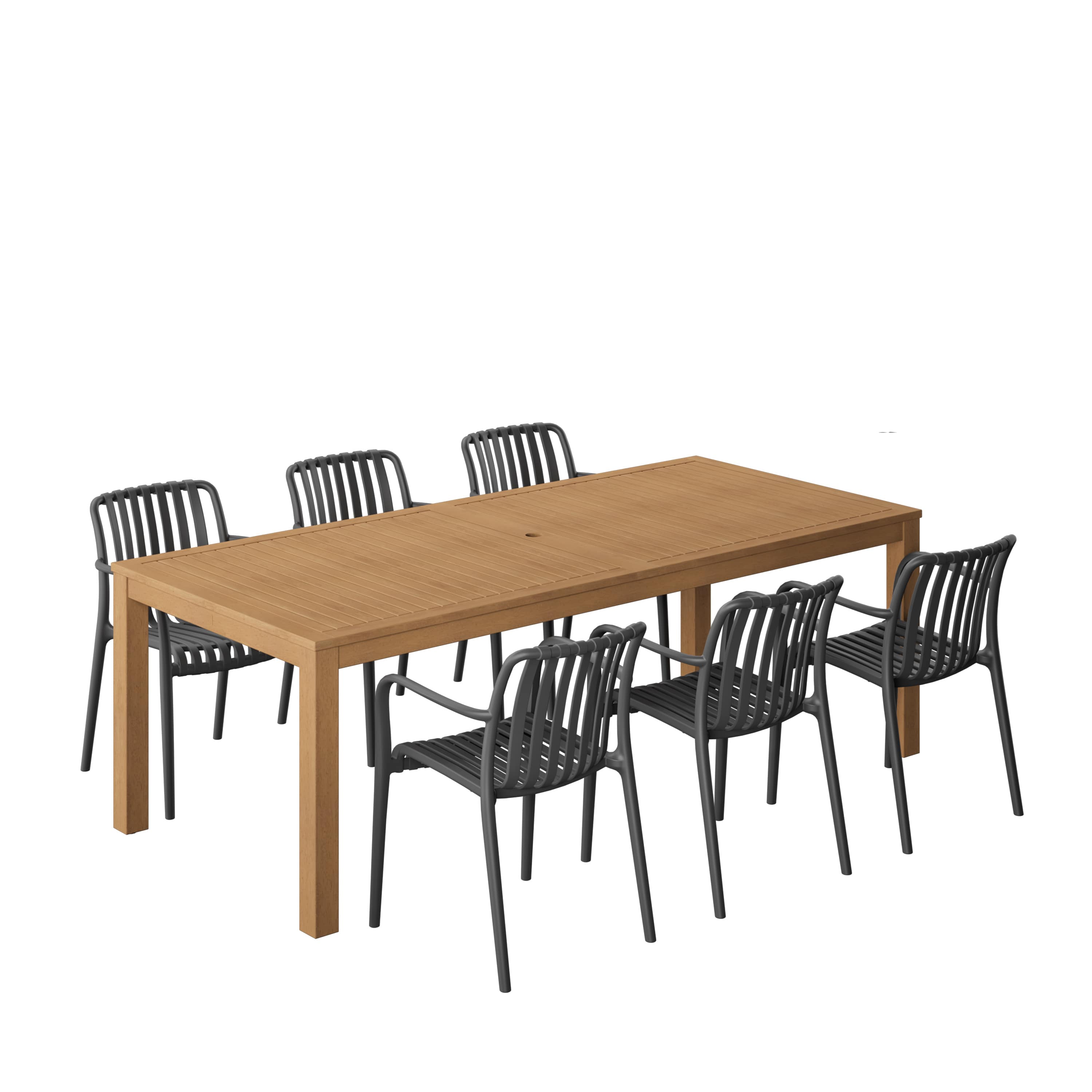 Amazonia ALALOT-6-CURA-BK Urban Elements Okinawa Patio Dining Set for 6 – Perfect for Family and Friends - Modern and Stylish Dining Table with Chairs