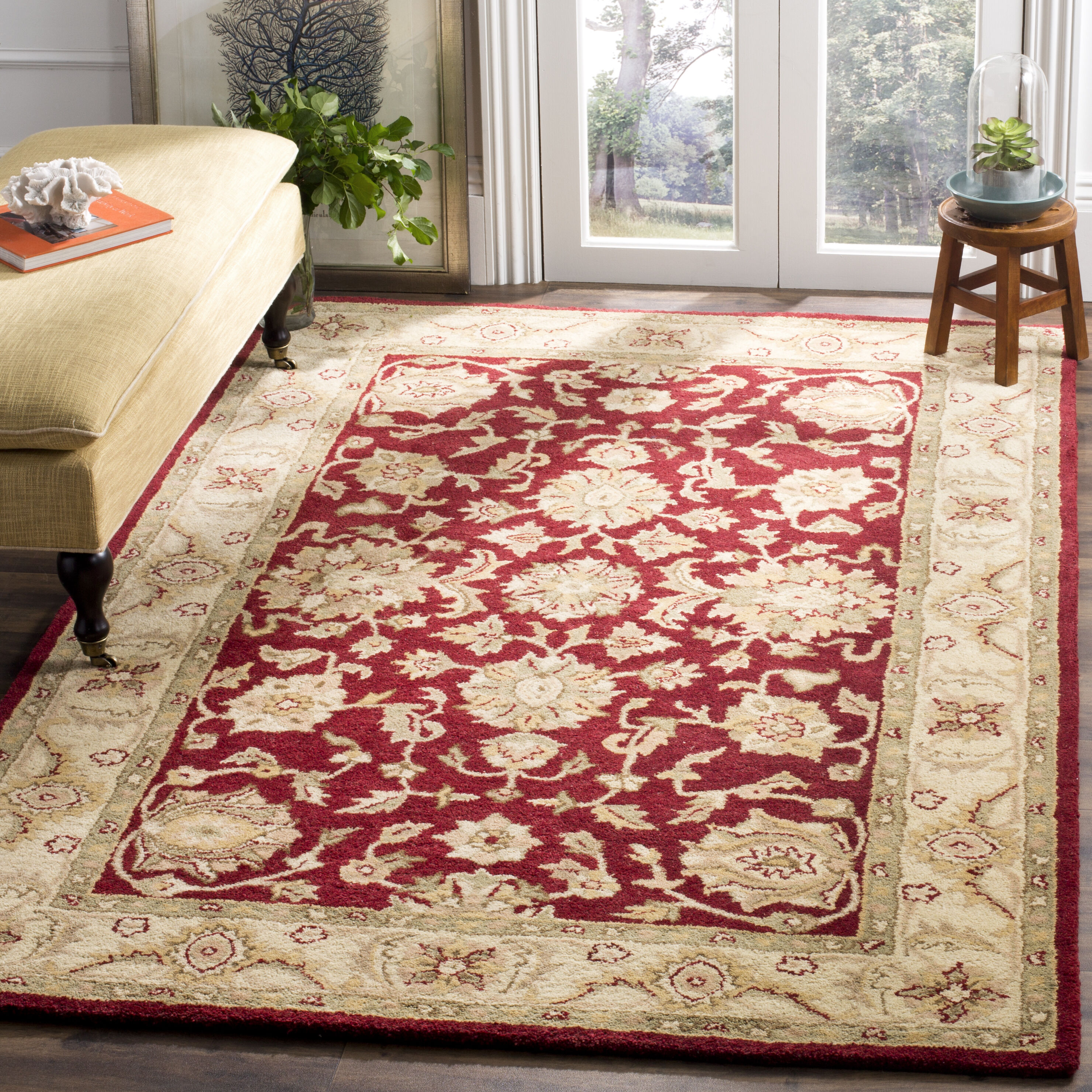 Safavieh AT312C-3 Antiquity Gorevan 3 x 5 (ft) Tufted Wool Red/Gold Rectangular Indoor Floral/Botanical Vintage Throw rug