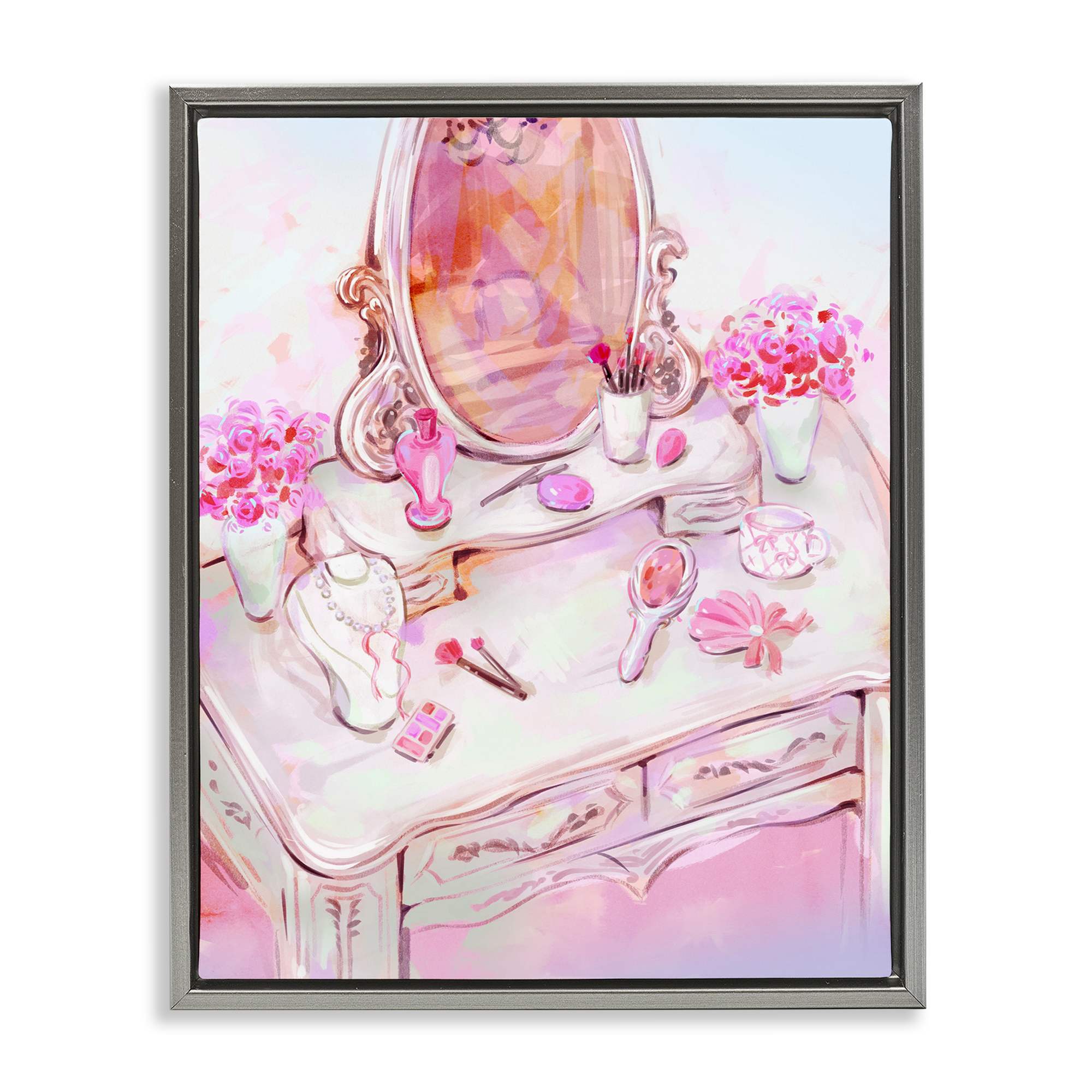 Stupell Industries BT-184-FFL-16X20 Pastel Pink Vanity View Floating Frame design by Ziwei Li