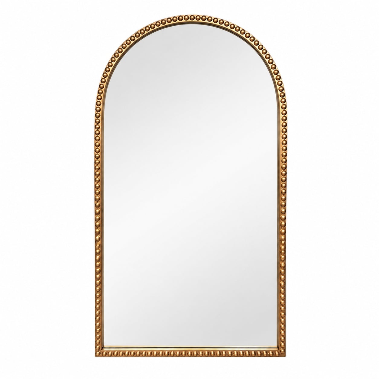 Aoibox -  24 in W x 40 in H Gold Tall Arched Beaded Decorative Wall Mirror for Bathroom and Livin...